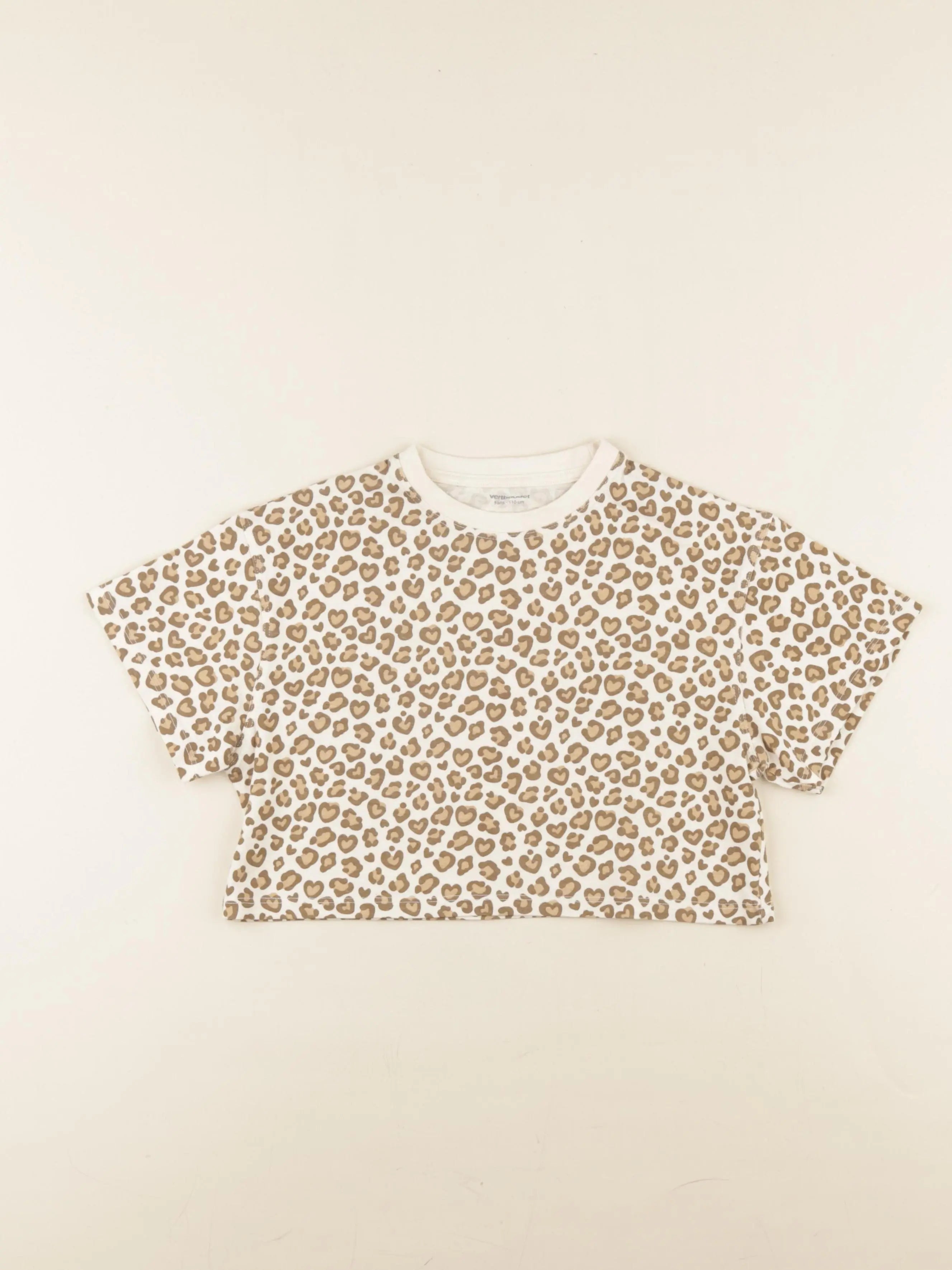 Vertbaudet - tee-shirt blanc, marron - 5 ans