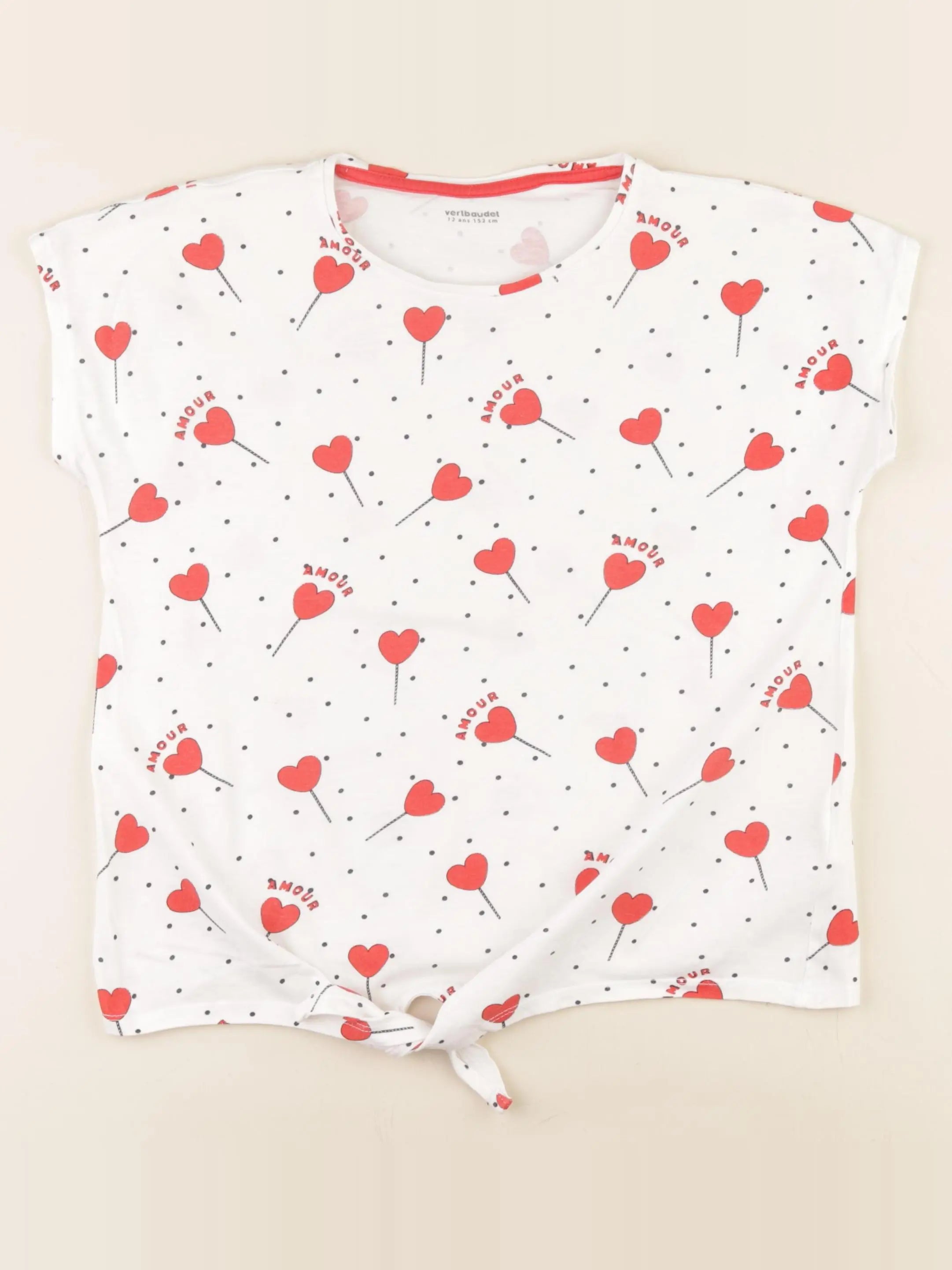 Vertbaudet - tee-shirt blanc, rouge - 12 ans