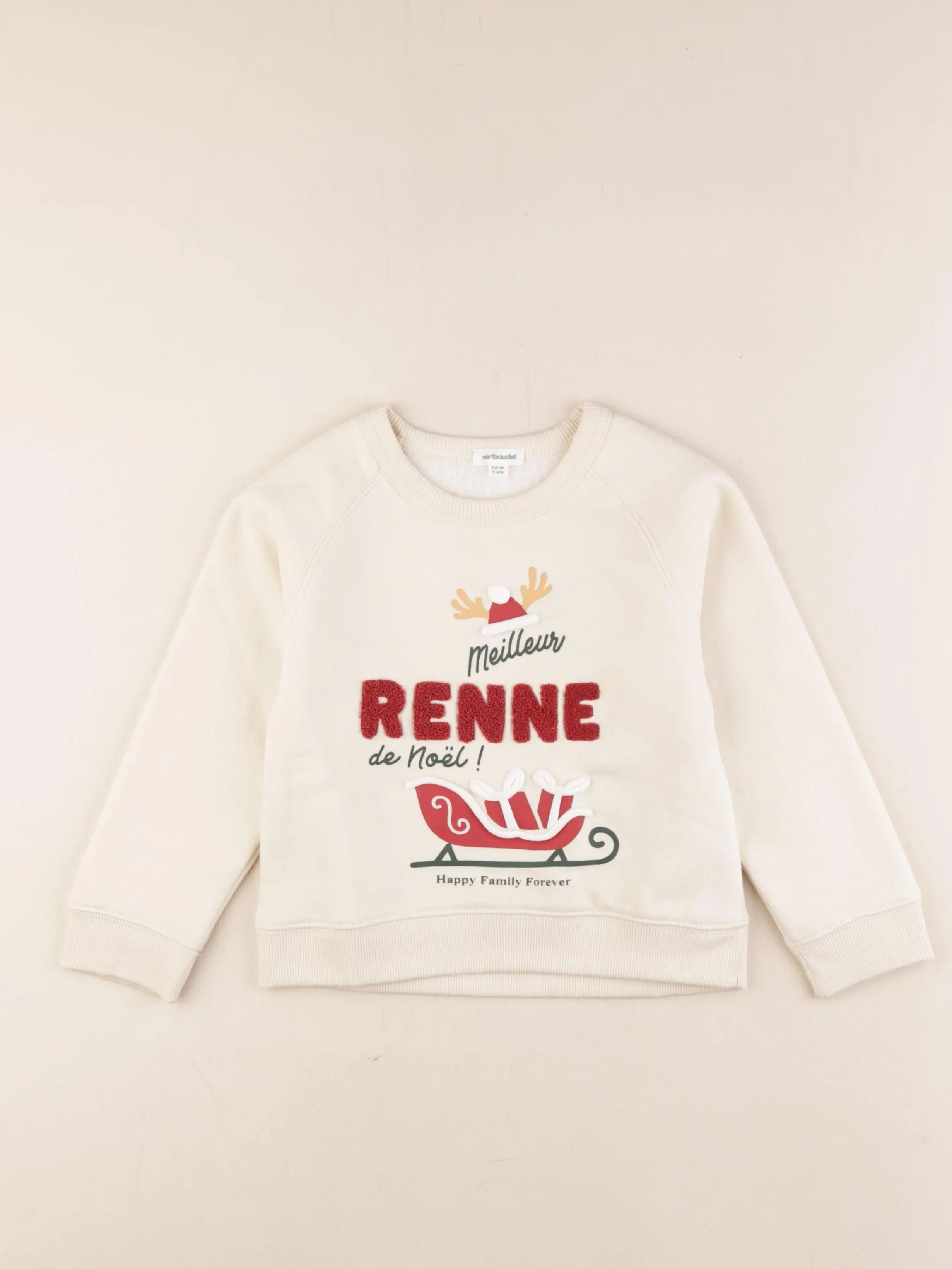 Vertbaudet - sweat beige - 5 ans
