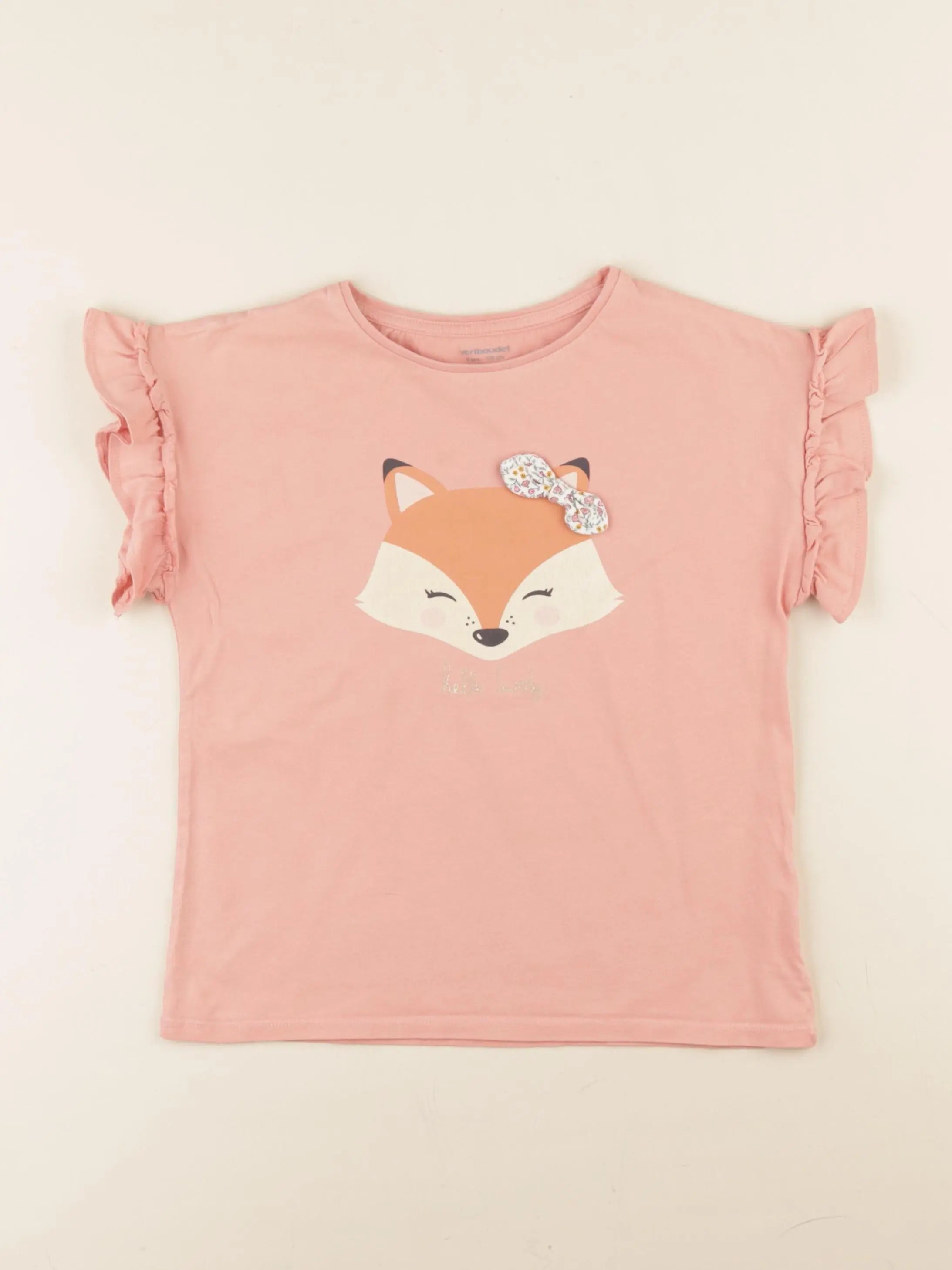 Vertbaudet - tee-shirt rose, or - 8 ans