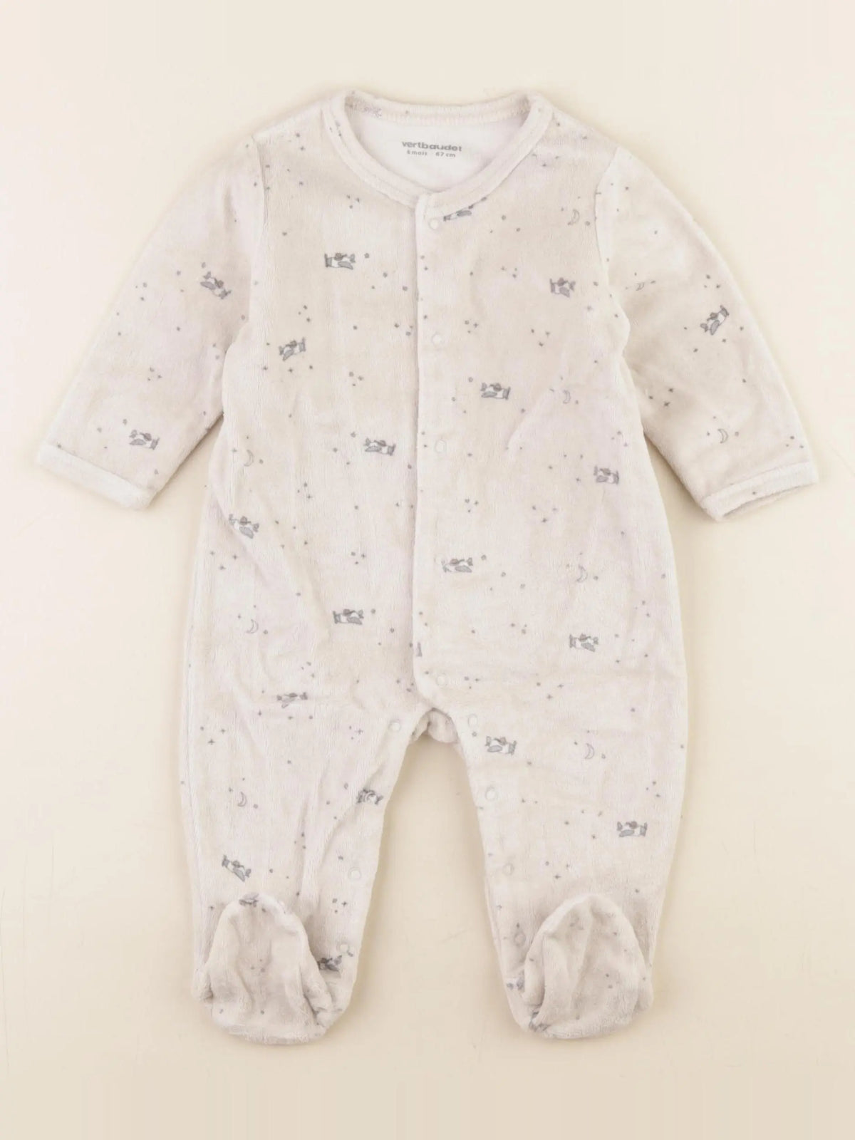 Vertbaudet - pyjama velours beige - 6 mois