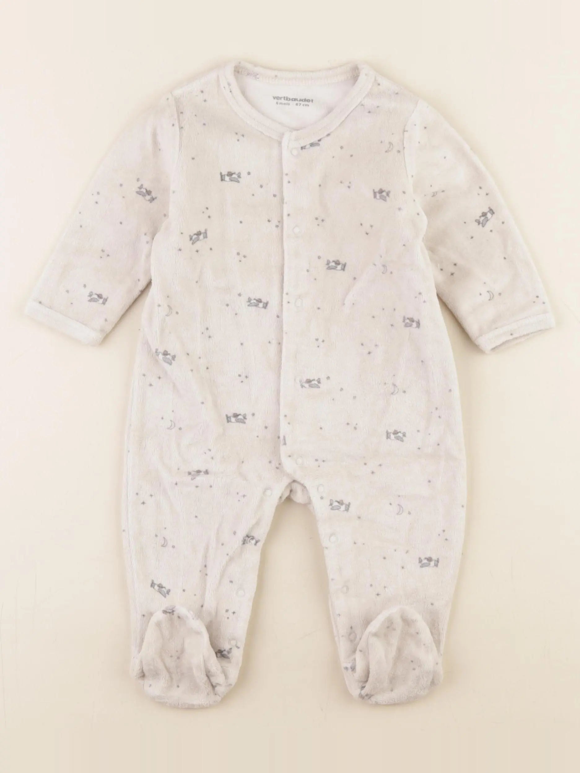Vertbaudet - pyjama velours beige - 6 mois