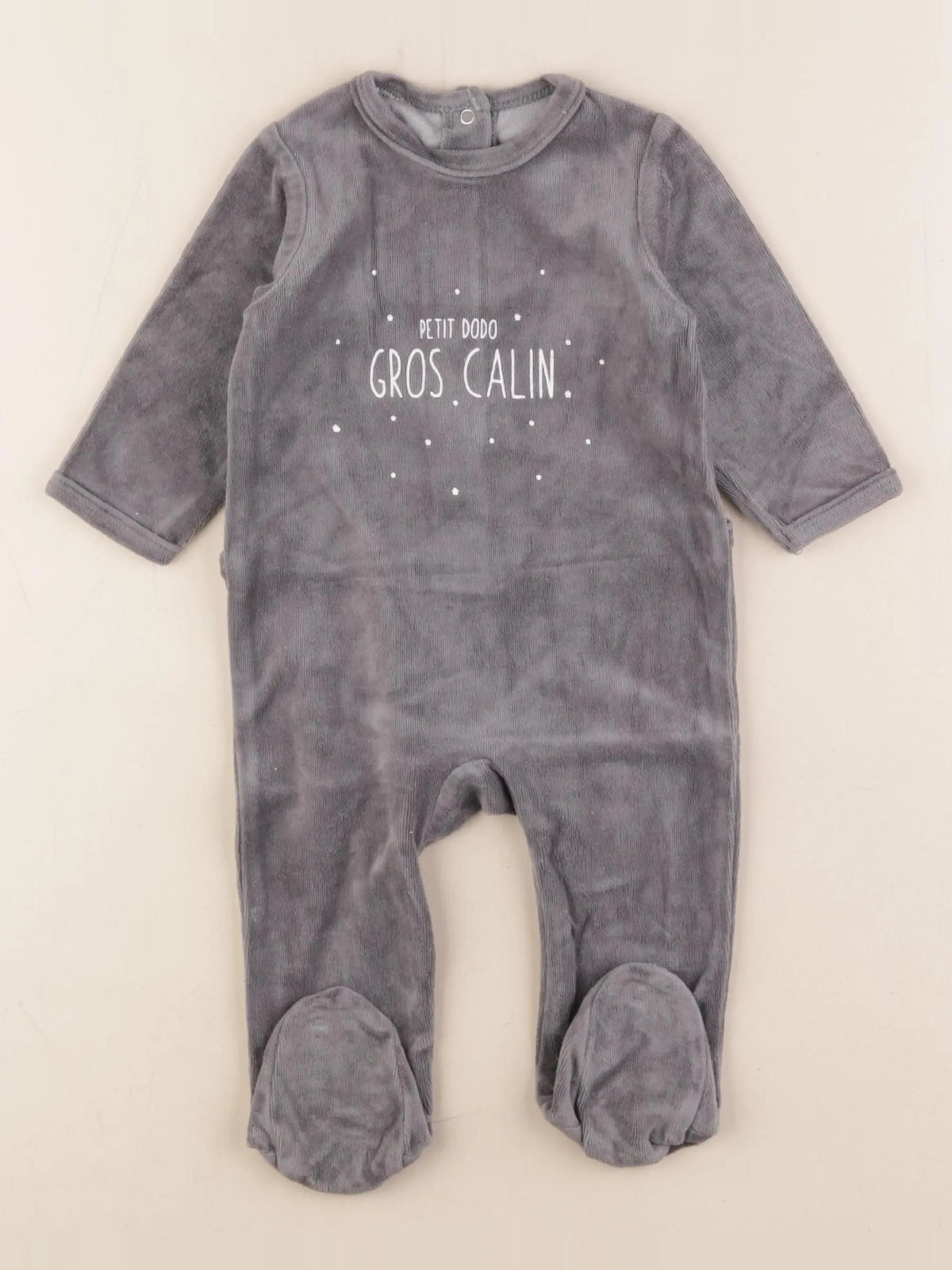 Vertbaudet - pyjama velours gris - 6 mois