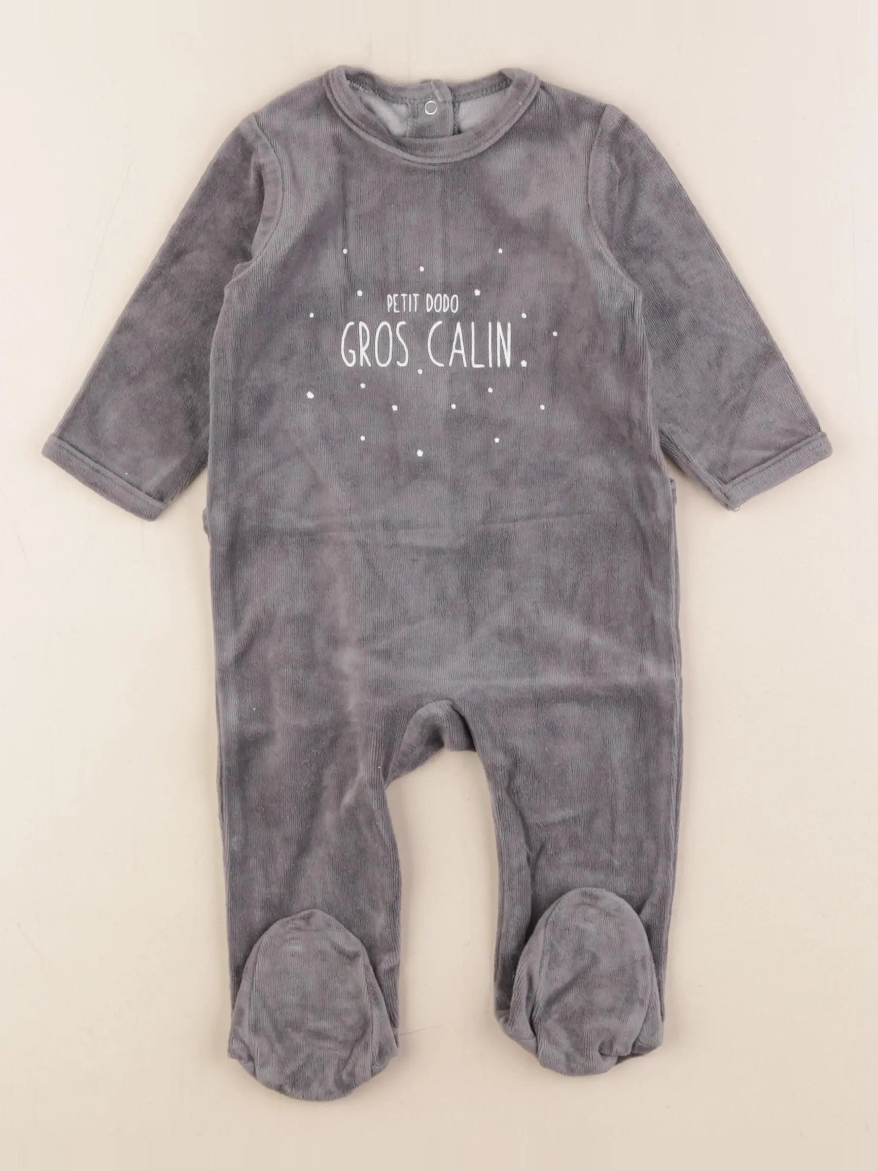 Vertbaudet - pyjama velours gris - 6 mois