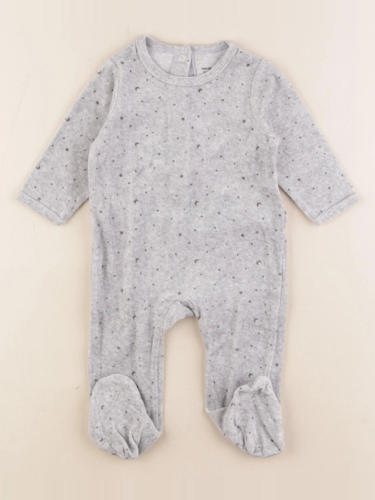 Vertbaudet - pyjama velours gris - 6 mois