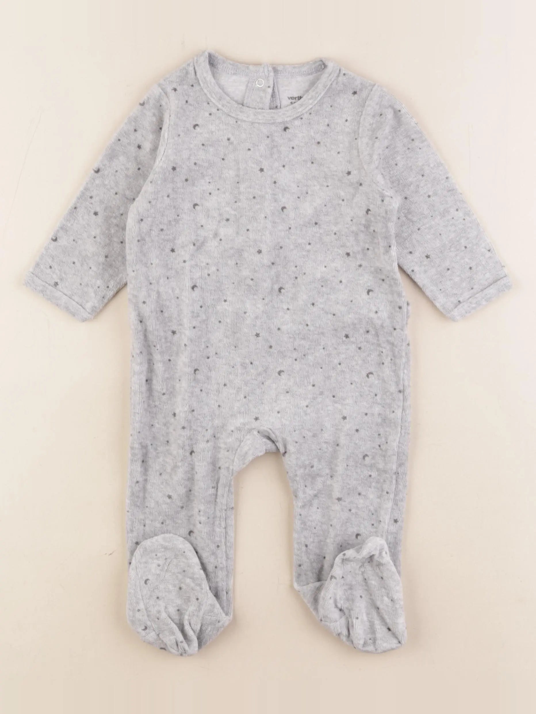 Vertbaudet - pyjama velours gris - 6 mois
