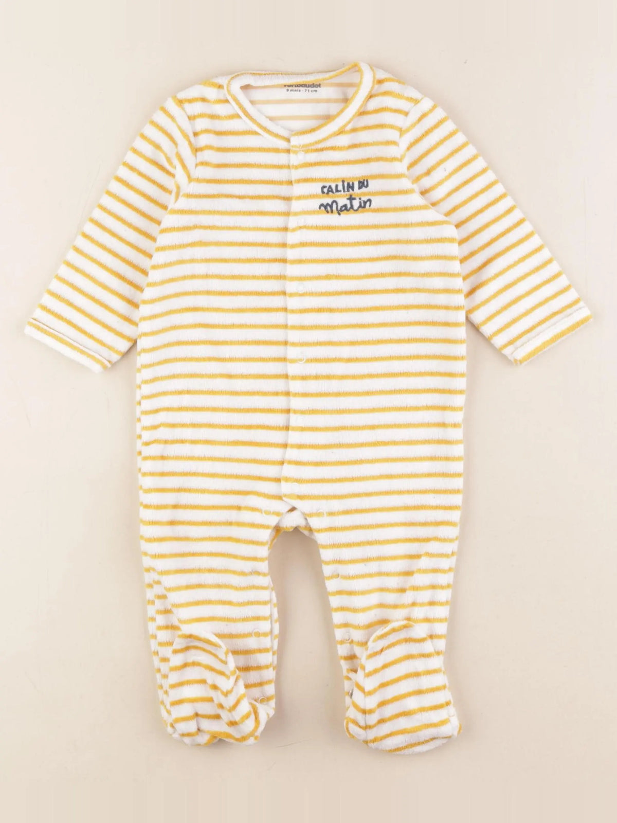 Vertbaudet - pyjama velours jaune - 9 mois