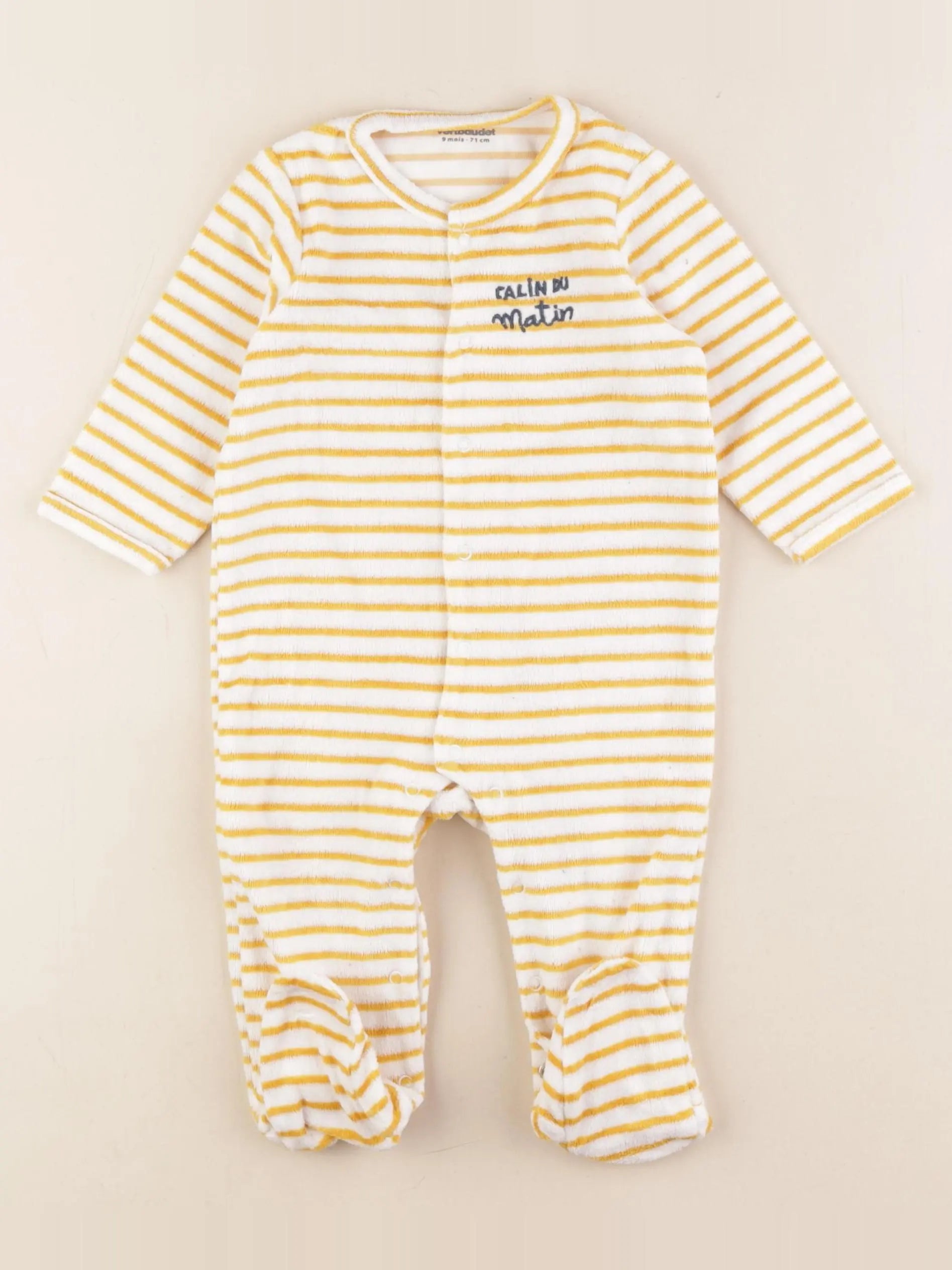 Vertbaudet - pyjama velours jaune - 9 mois
