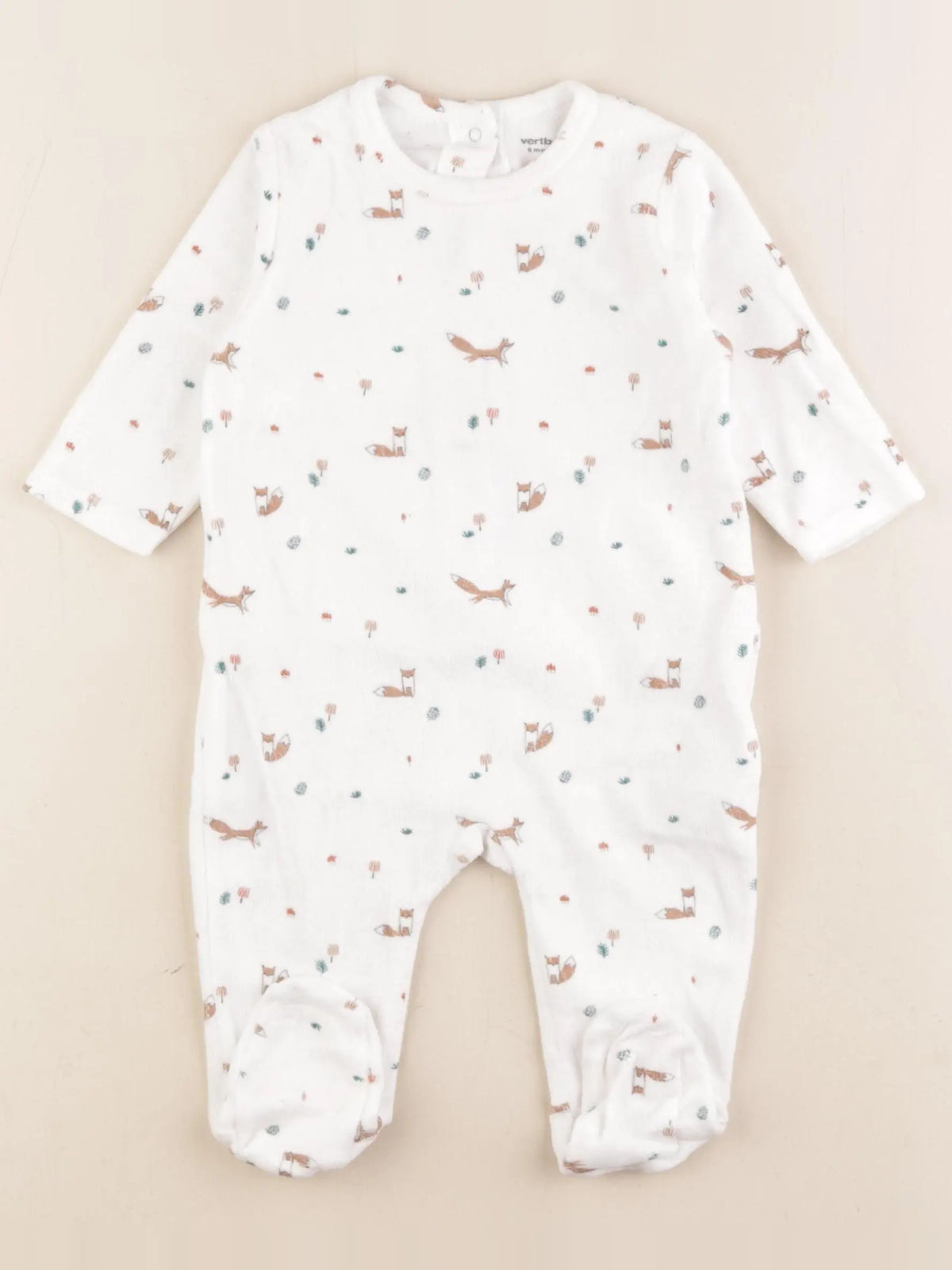Vertbaudet - pyjama velours blanc - 6 mois