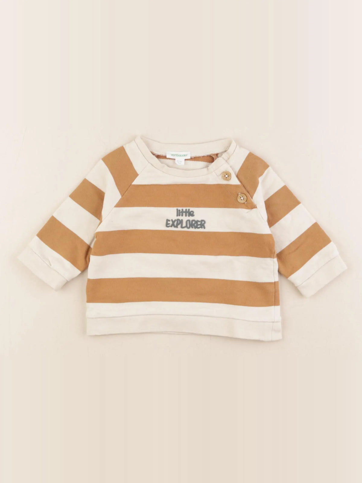 Vertbaudet - sweat beige - 6 mois