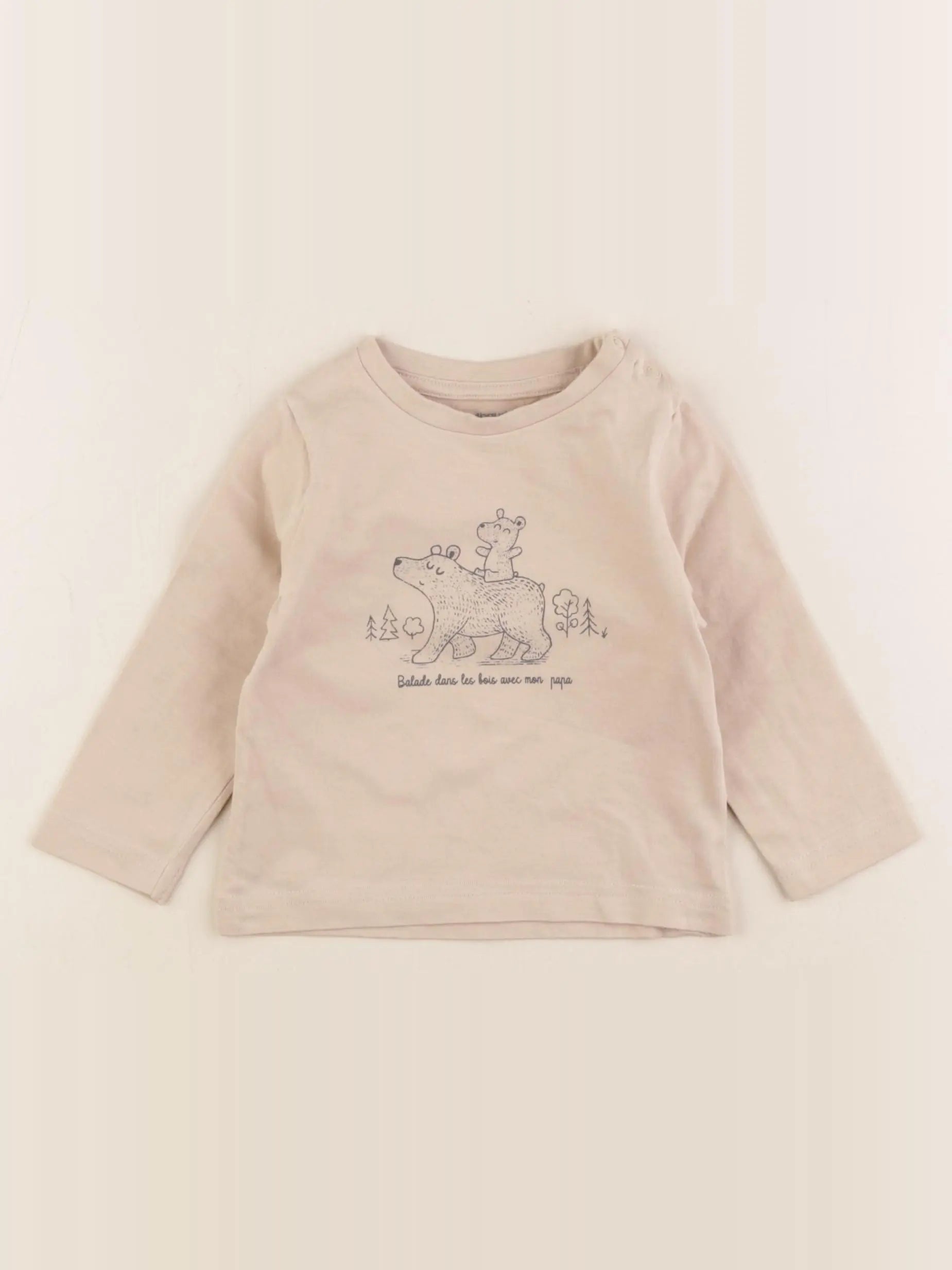 Vertbaudet - tee-shirt beige - 9 mois
