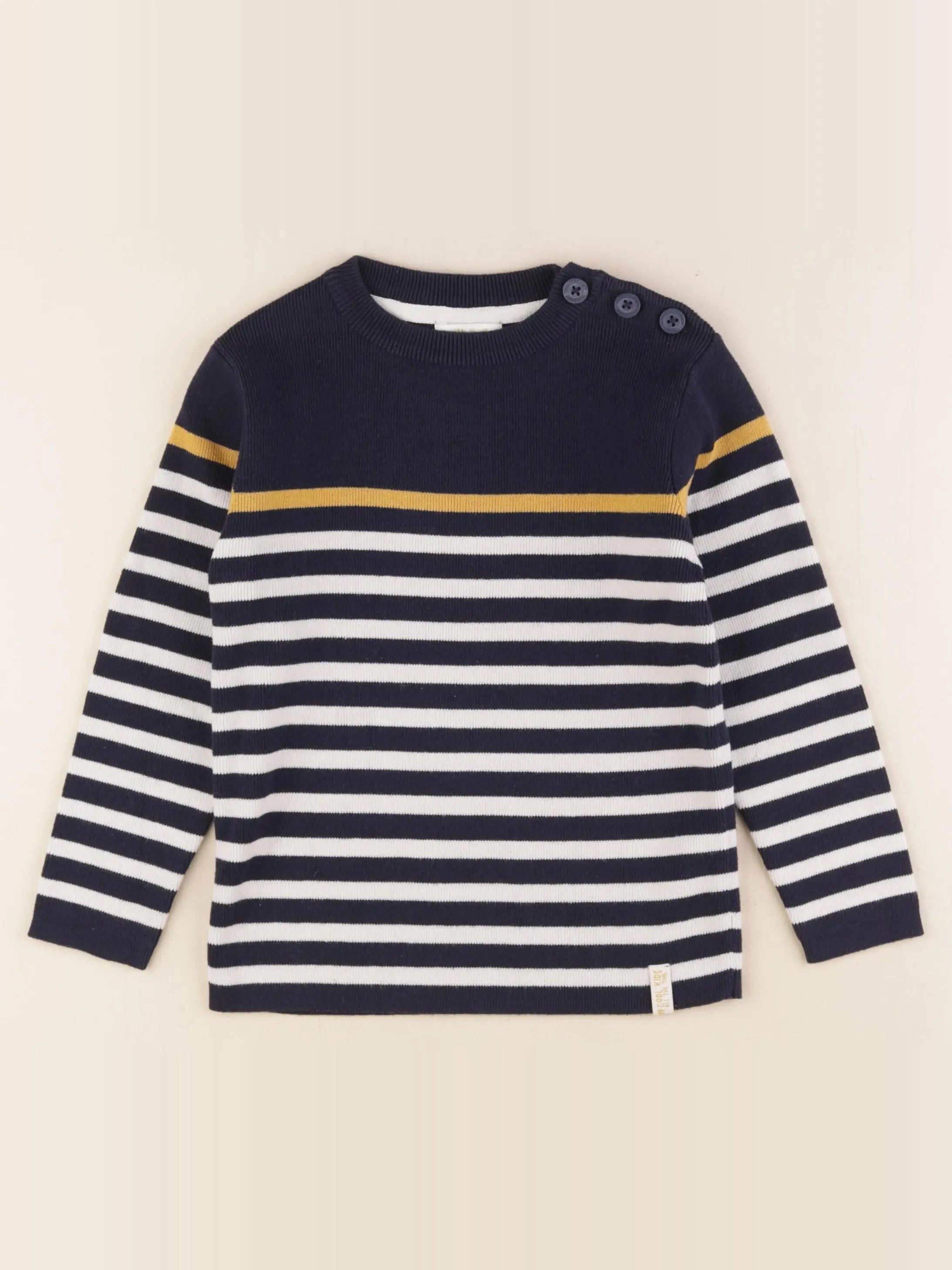 Vertbaudet - pull bleu, blanc - 5 ans