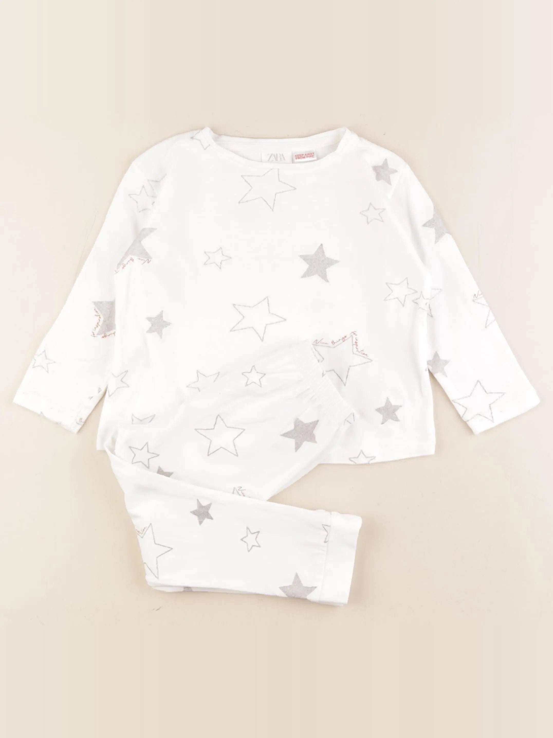Zara - pyjama coton blanc, argent - 2/3 ans