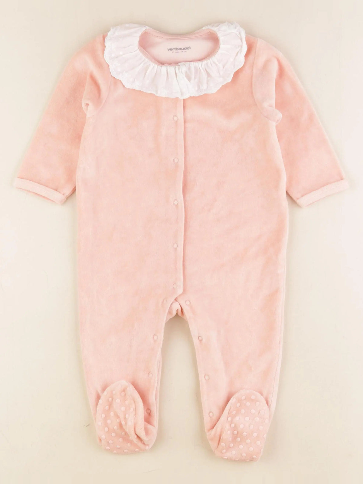 Vertbaudet - pyjama velours rose - 12 mois