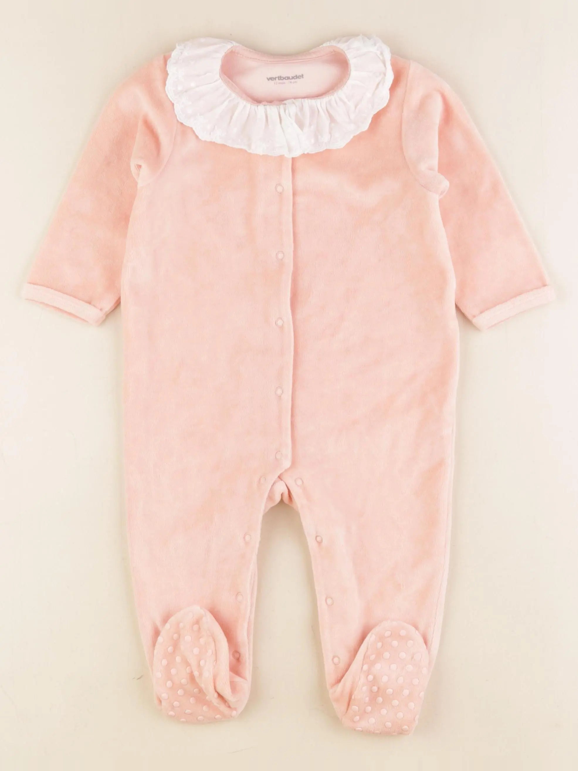 Vertbaudet - pyjama velours rose - 12 mois