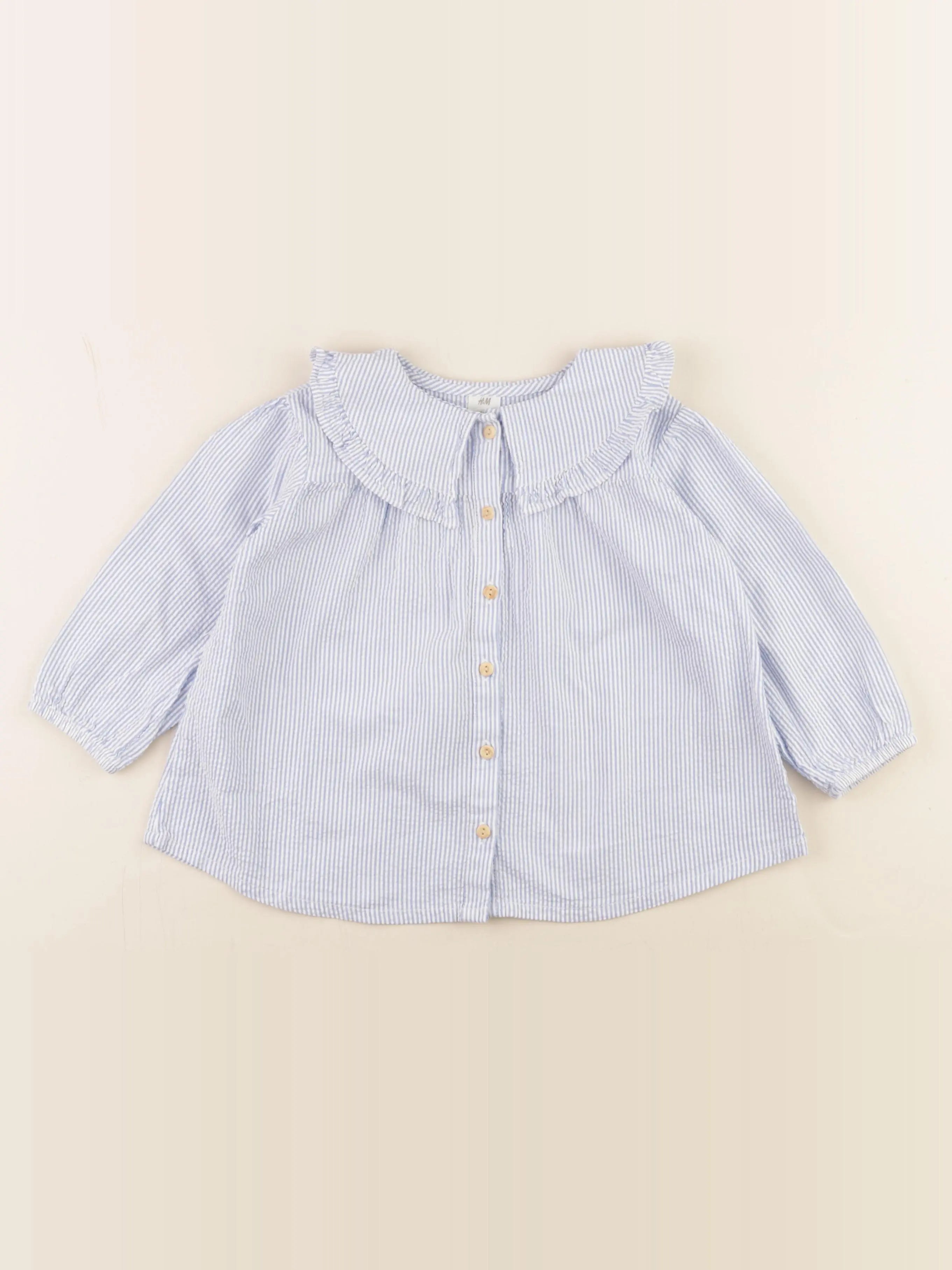 H&M - blouse blanc, bleu - 18/24 mois