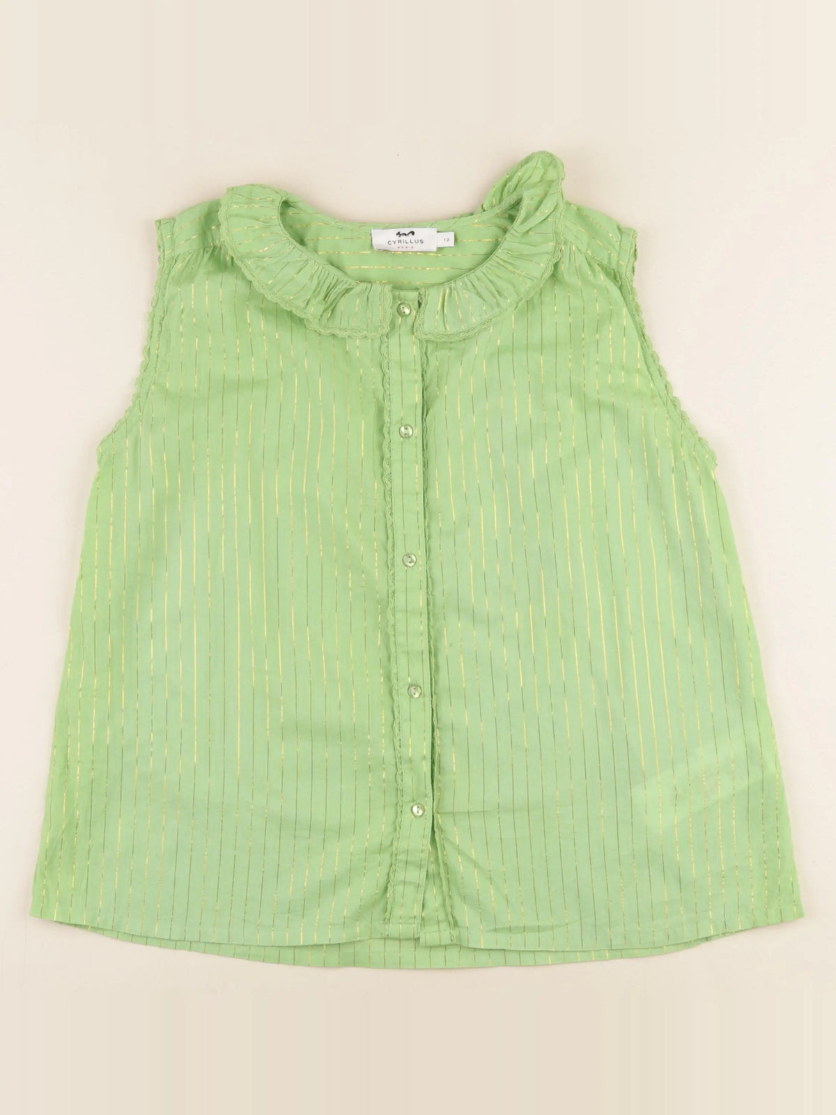Cyrillus - blouse vert, or - 12 ans