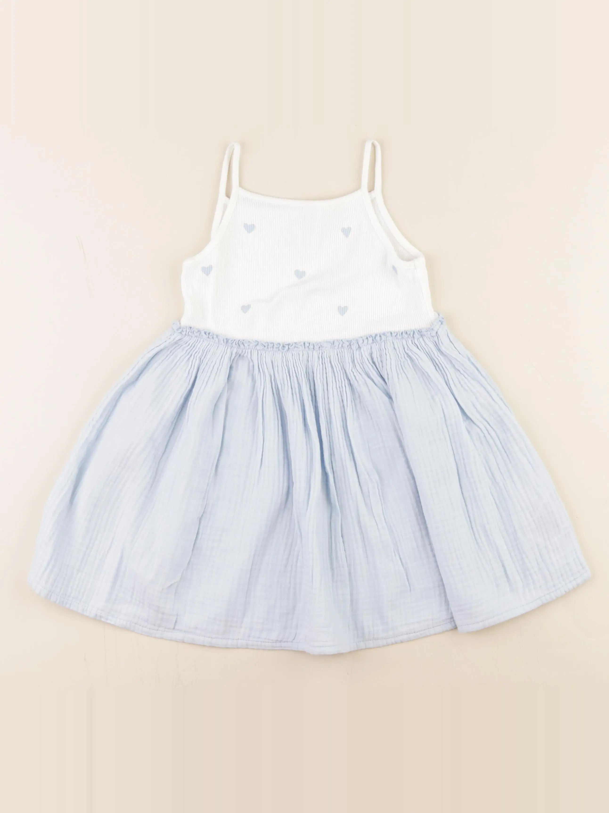 H&M - robe bleu, blanc - 18/24 mois