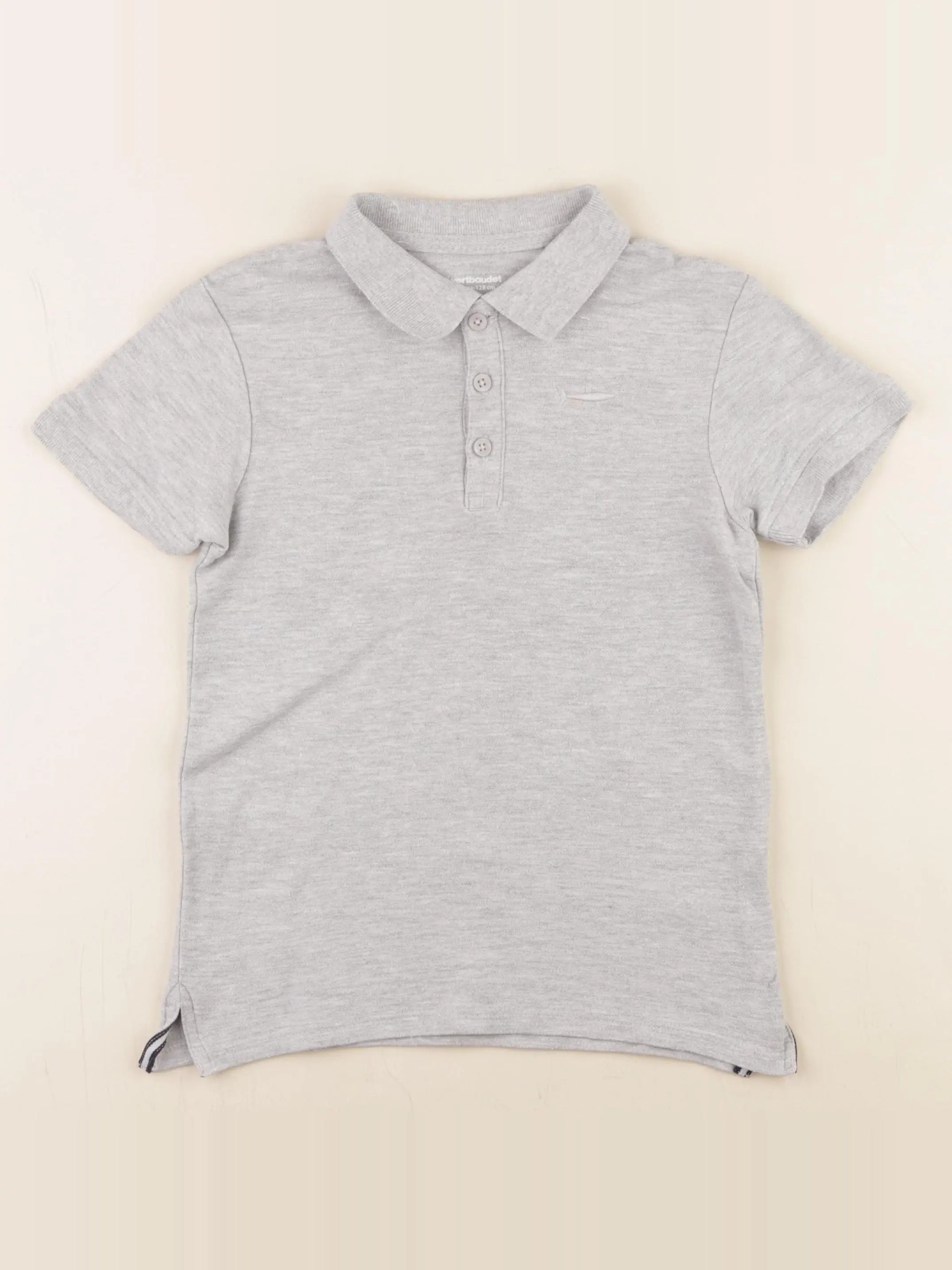 Vertbaudet - polo gris - 8 ans