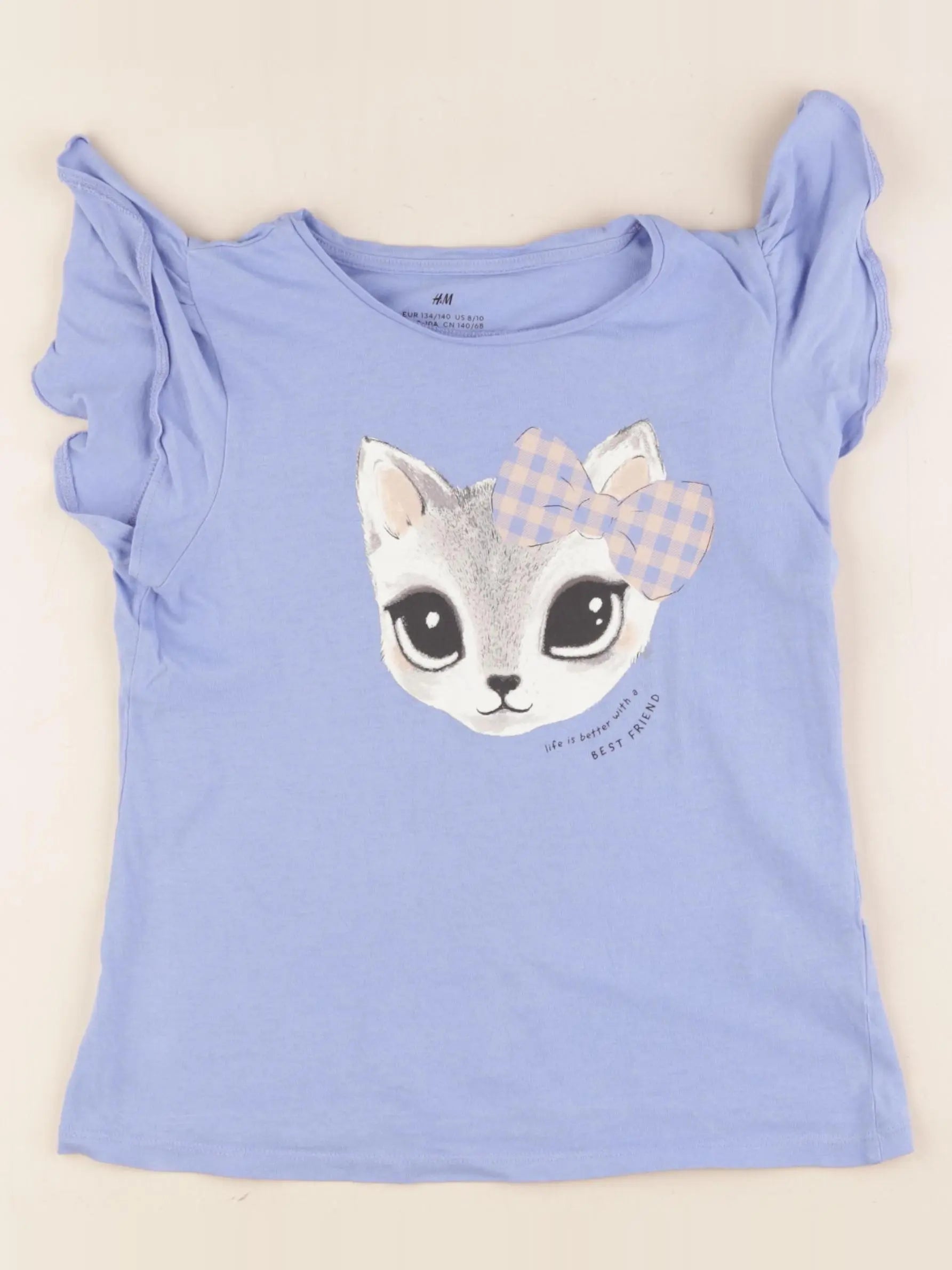 H&M - tee-shirt bleu - 8/10 ans