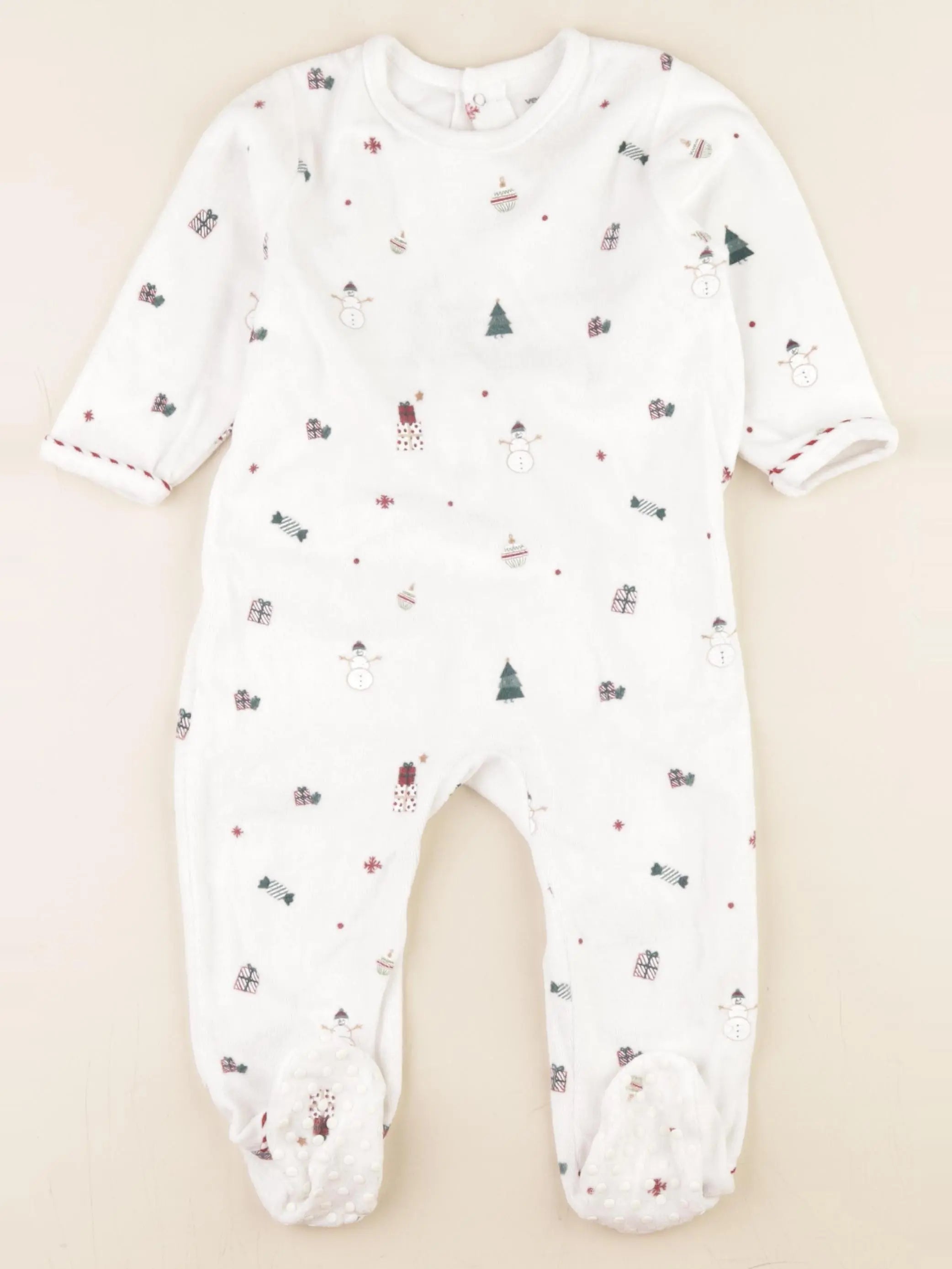 Vertbaudet - pyjama velours blanc - 18 mois