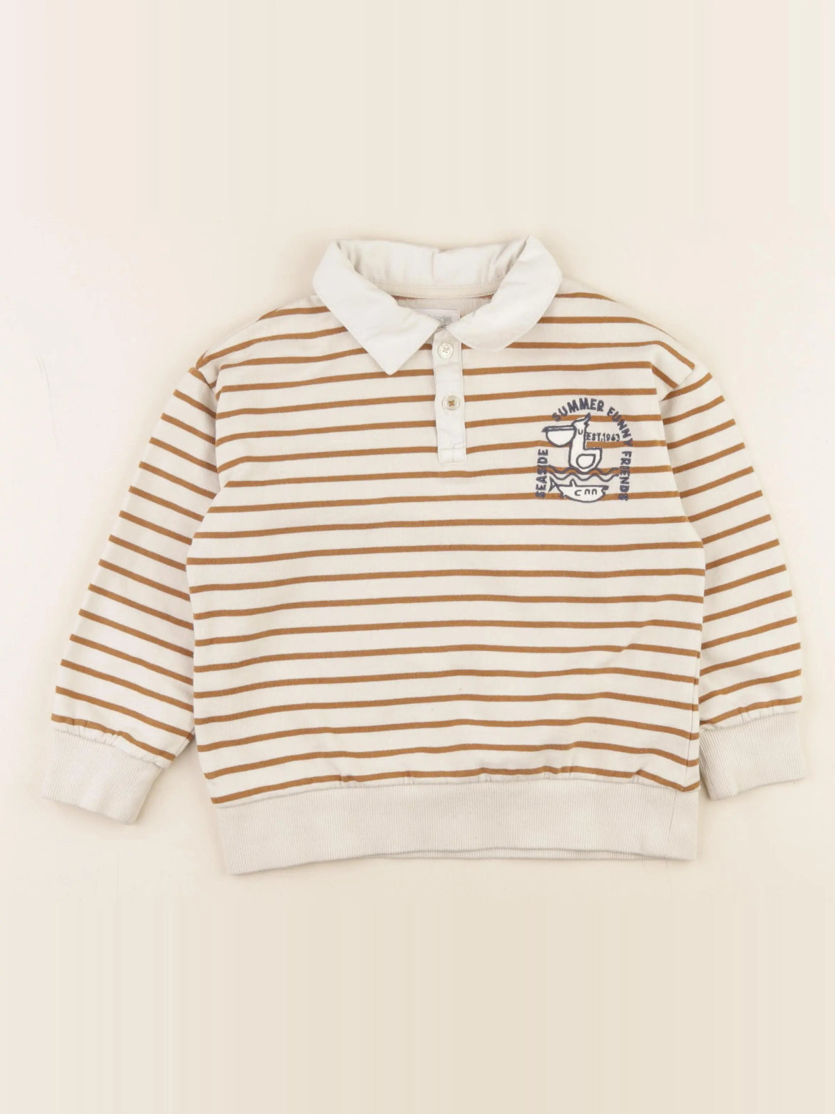 Vertbaudet - sweat beige - 6 ans