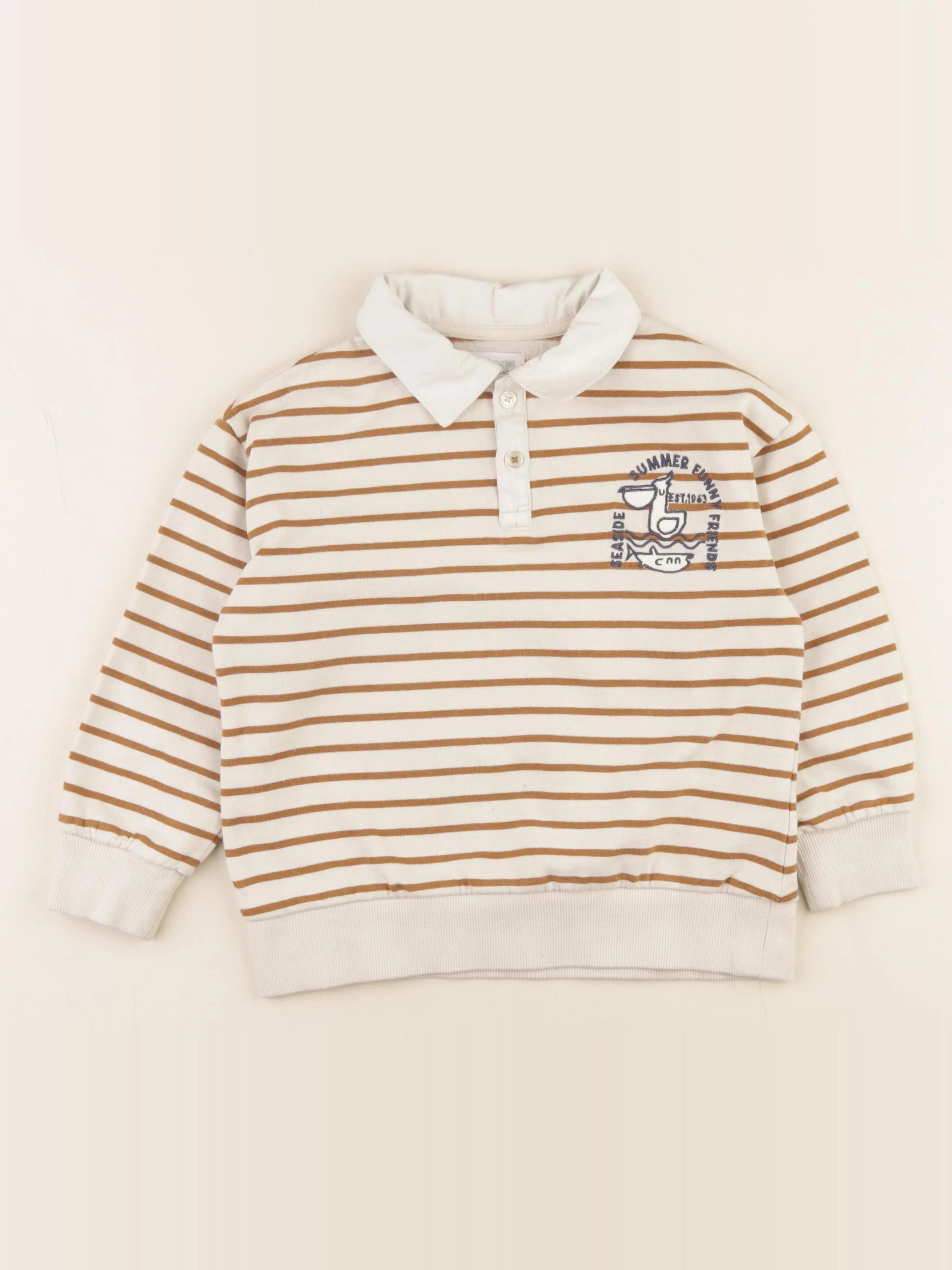 Vertbaudet - sweat beige - 6 ans