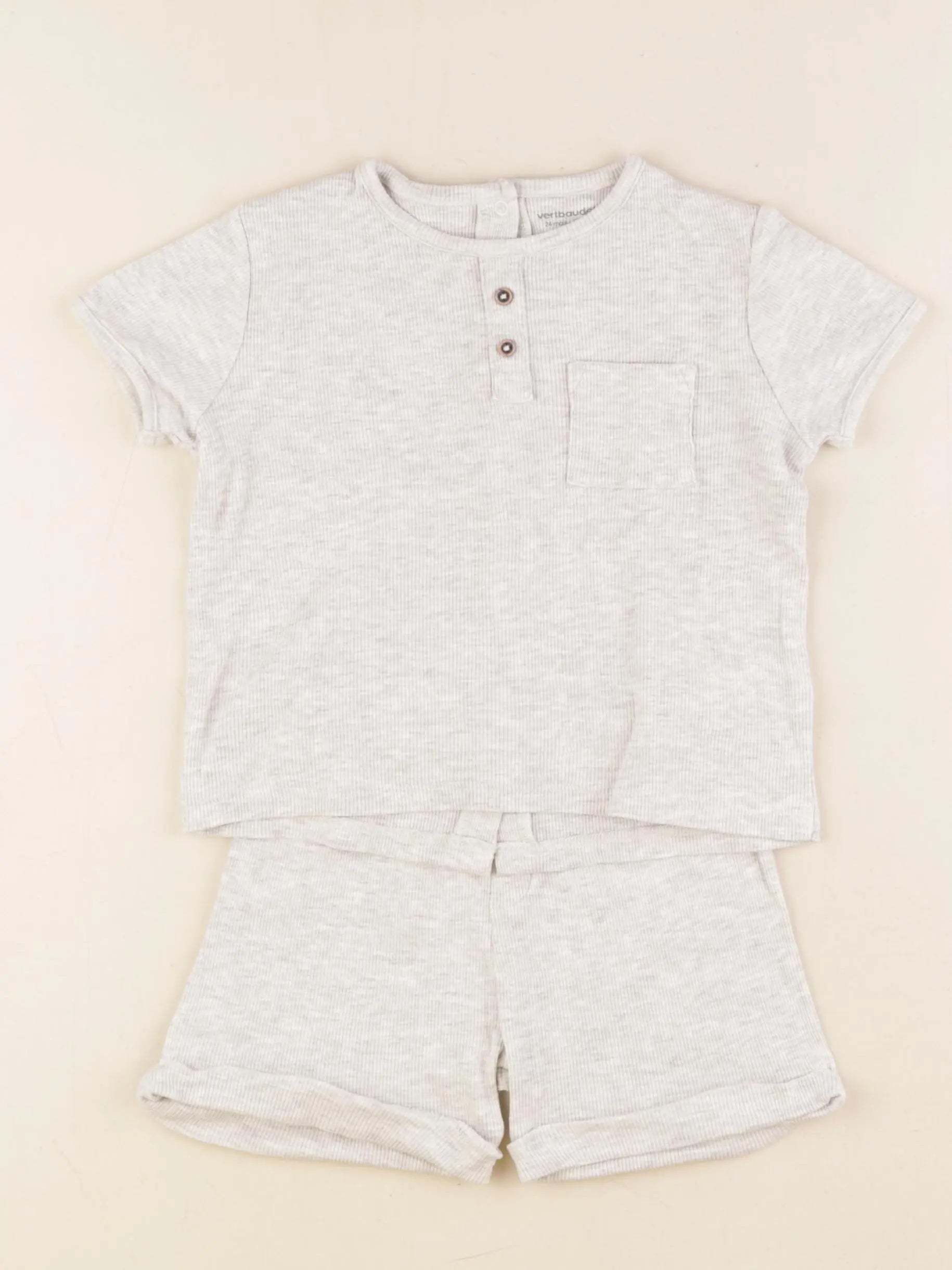 Vertbaudet - pyjama coton gris - 24 mois