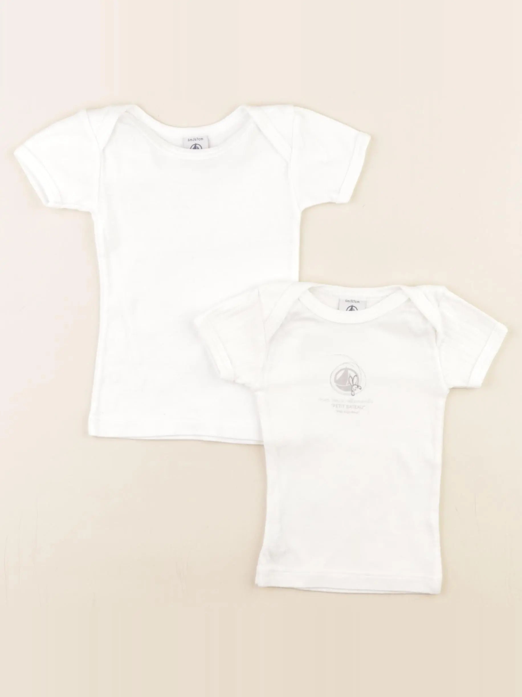 Petit Bateau - lot de 2 maillots de corps blanc - 6 mois