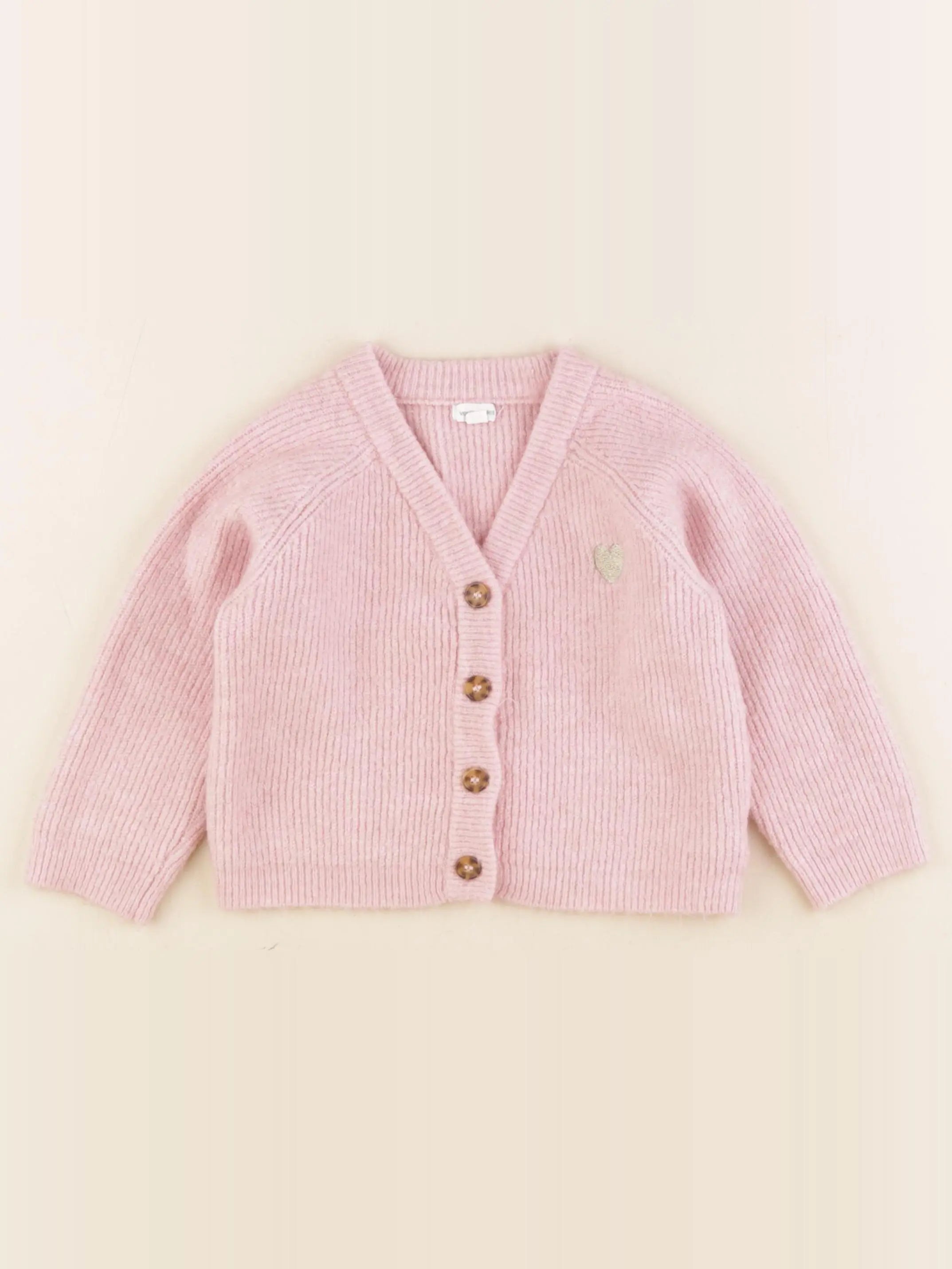 Vertbaudet - gilet rose, or - 36 mois