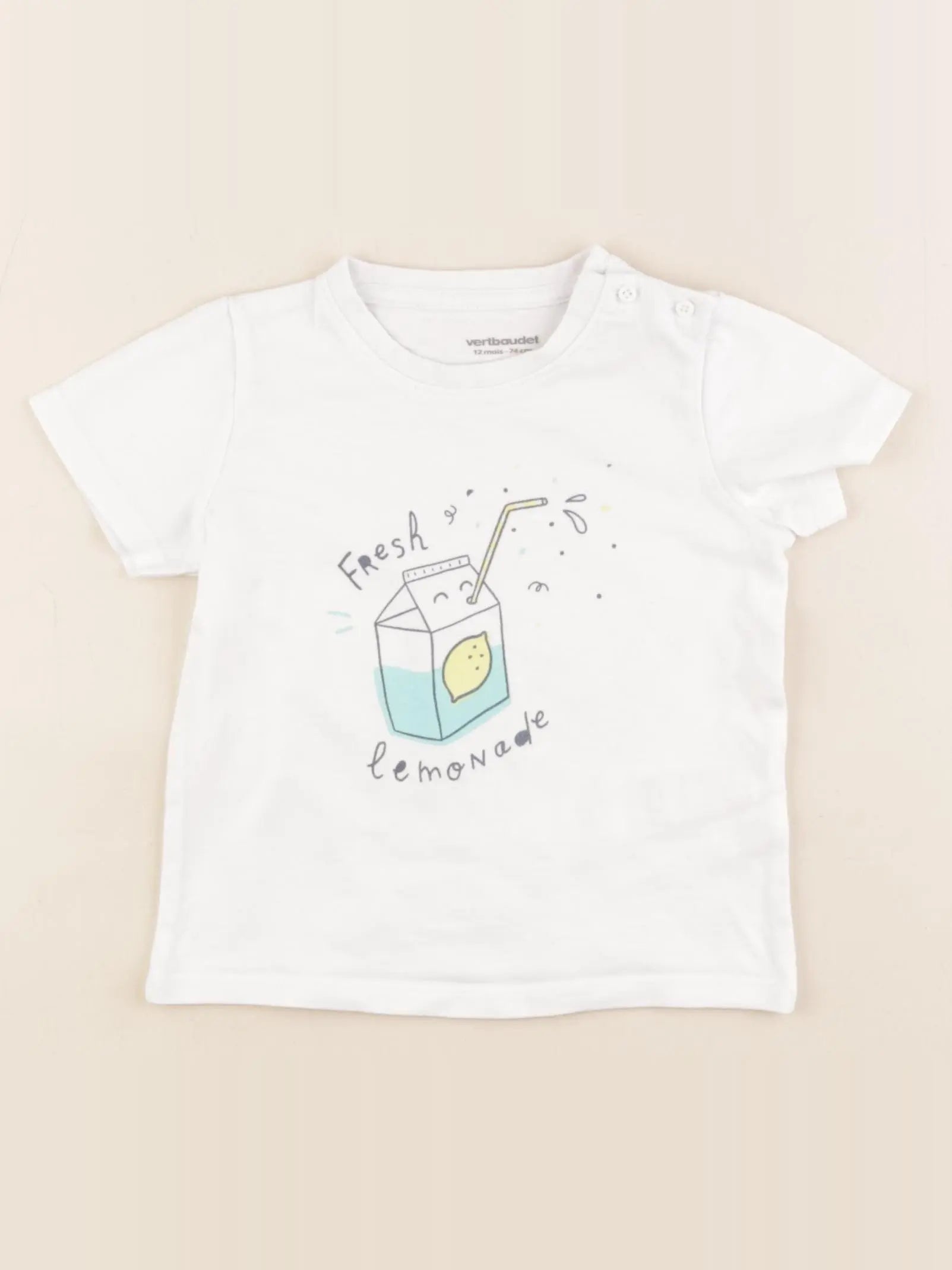 Vertbaudet - tee-shirt blanc - 12 mois
