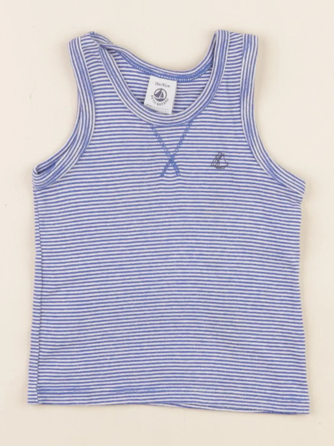 Petit Bateau - débardeur bleu - 18 mois