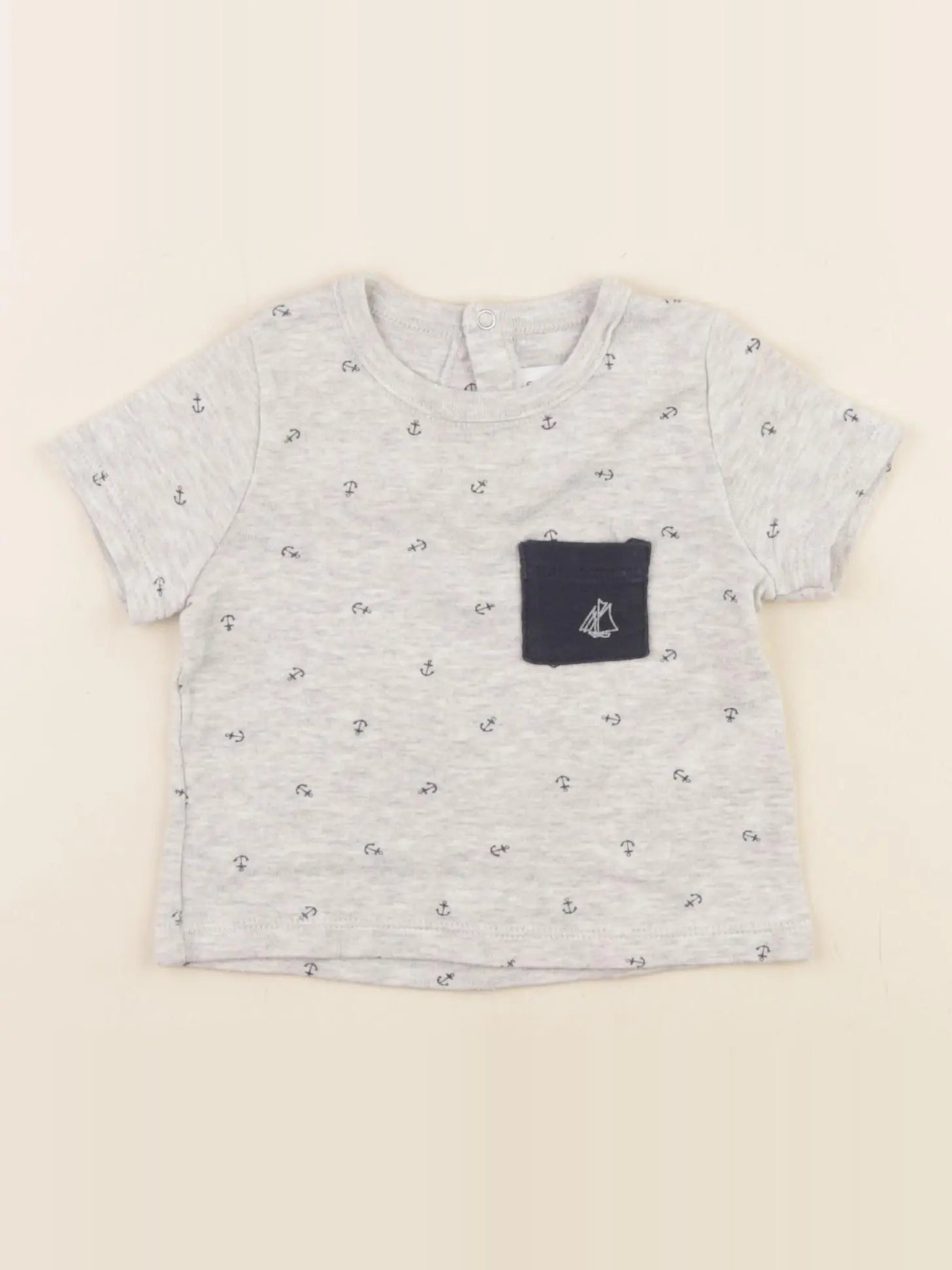 Petit Bateau - tee-shirt gris - 6 mois