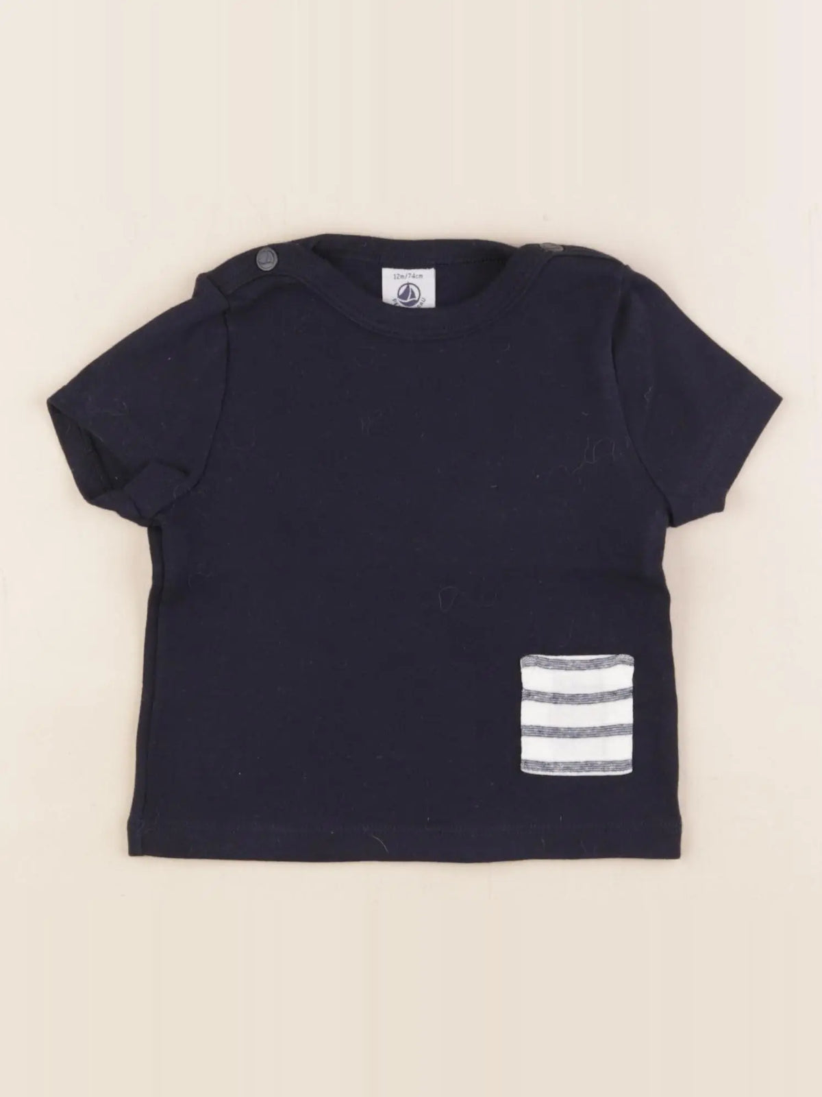 Petit Bateau - tee-shirt bleu - 12 mois