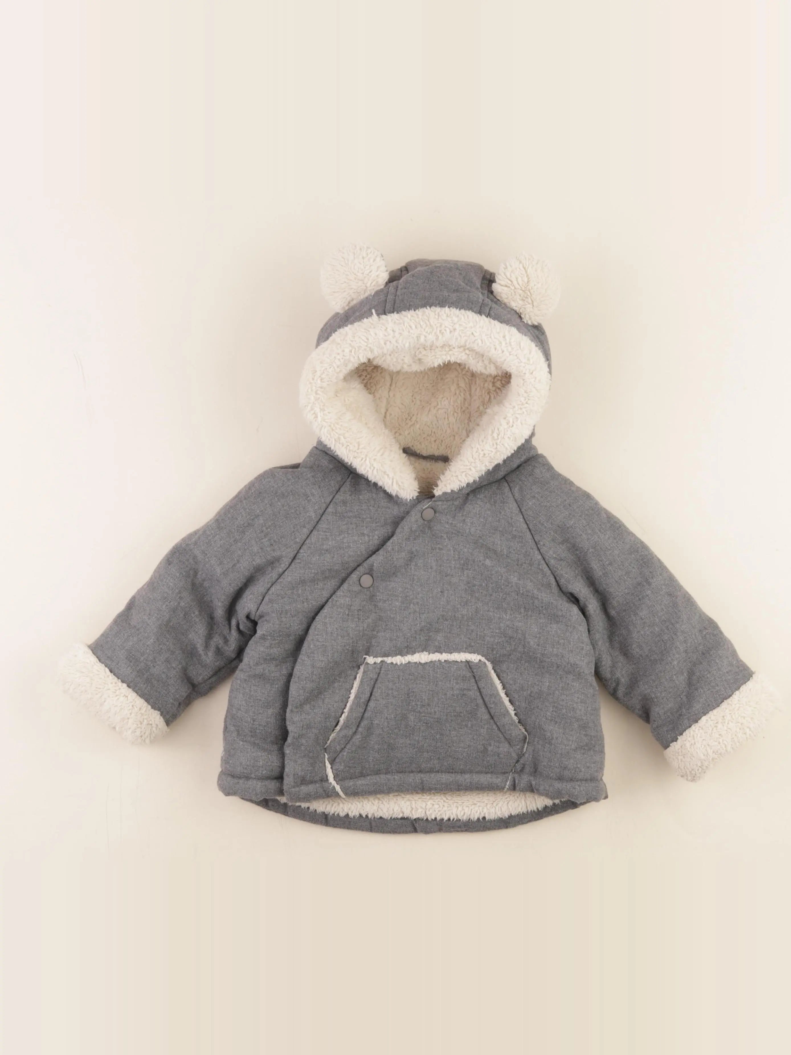 Vertbaudet - manteau gris - 12 mois