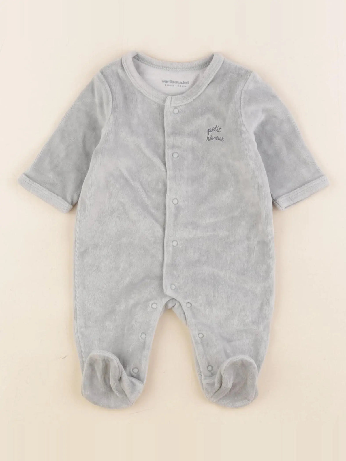 Vertbaudet - pyjama velours vert - 1 mois