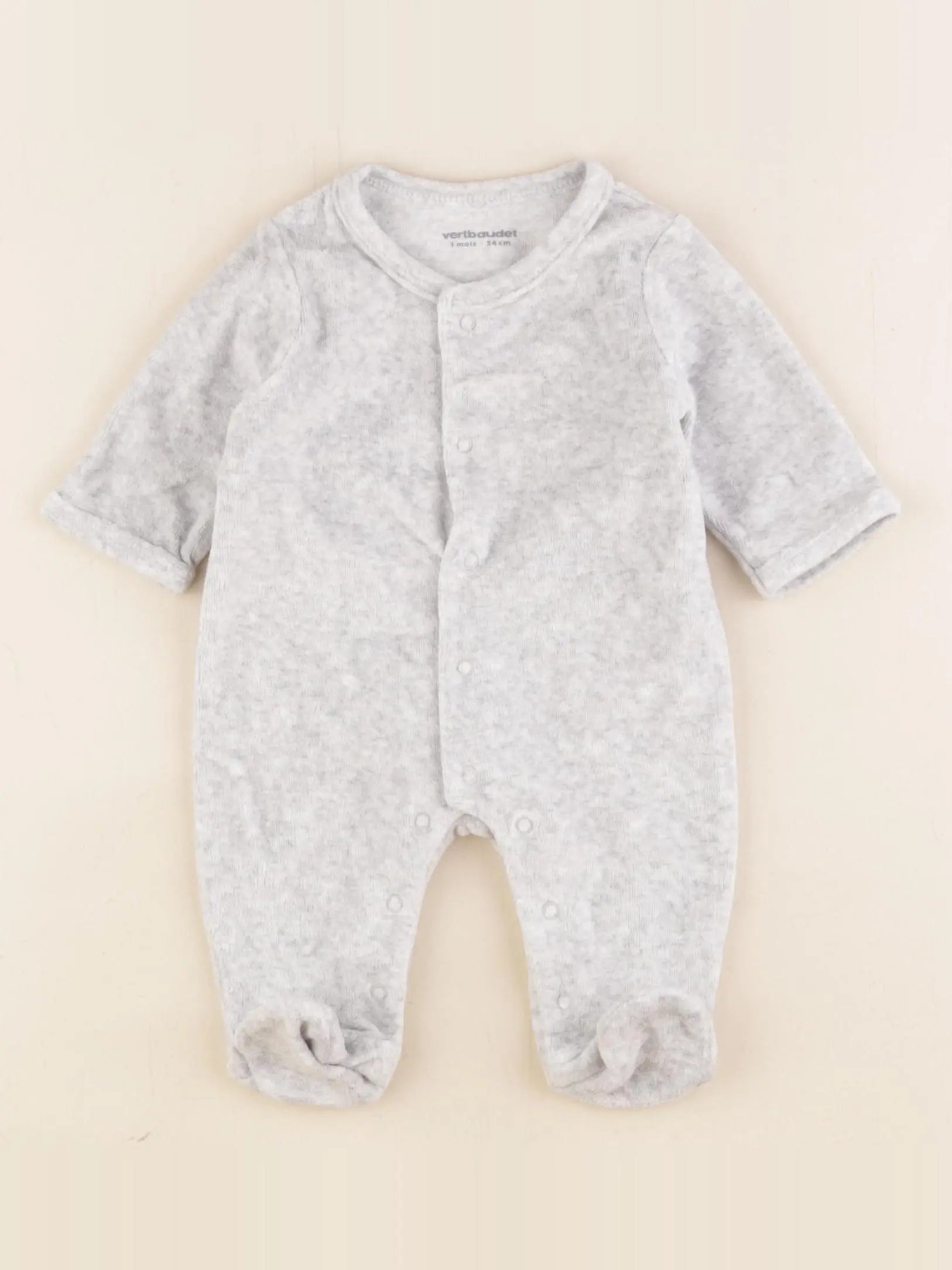 Vertbaudet - pyjama velours gris - 1 mois