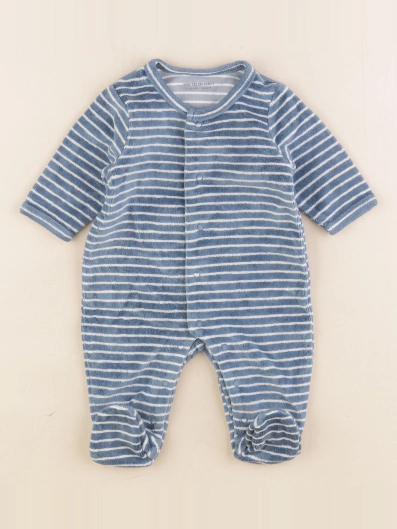 Vertbaudet - pyjama velours bleu - 1 mois