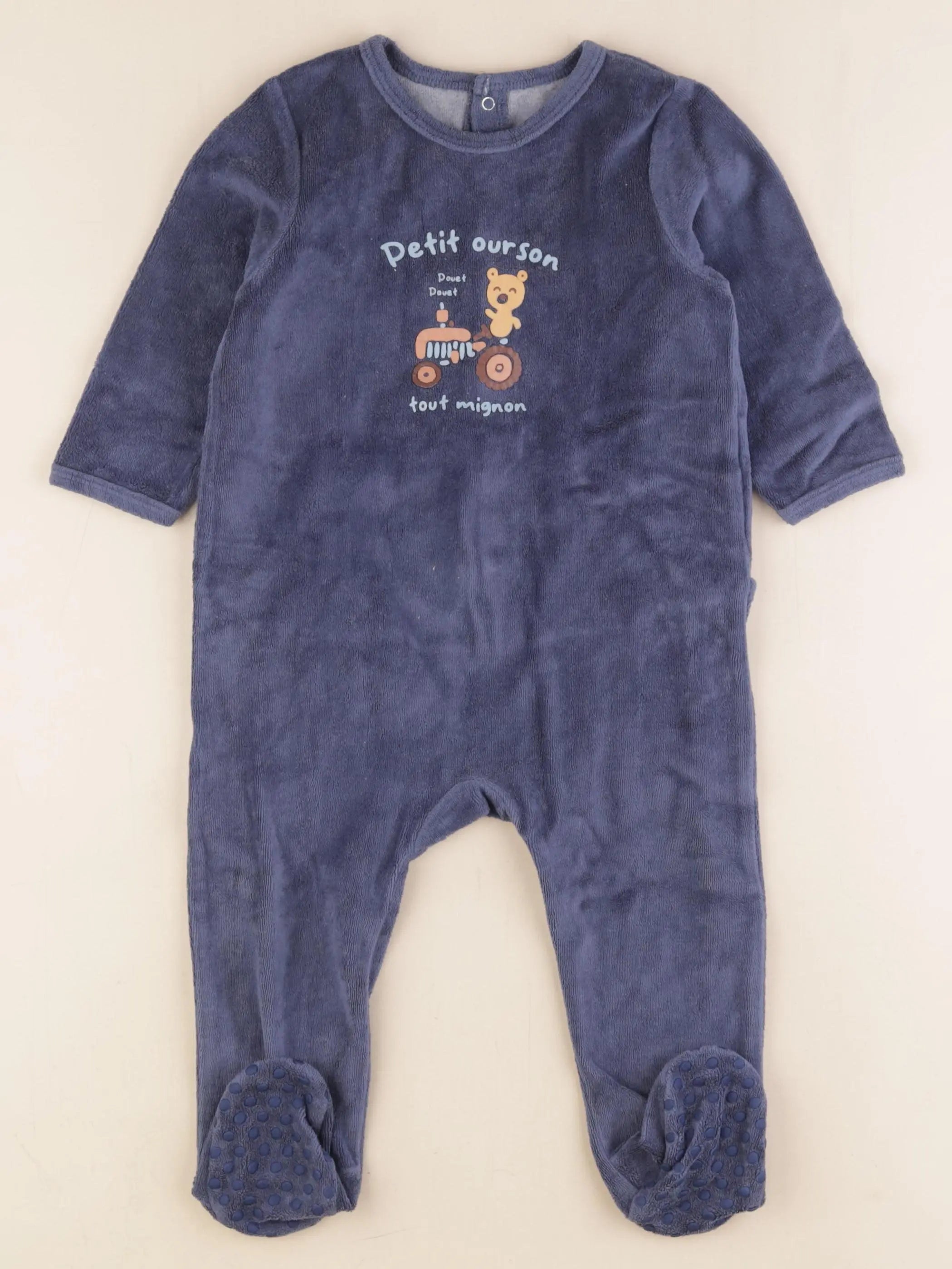 Vertbaudet - pyjama velours bleu - 18 mois