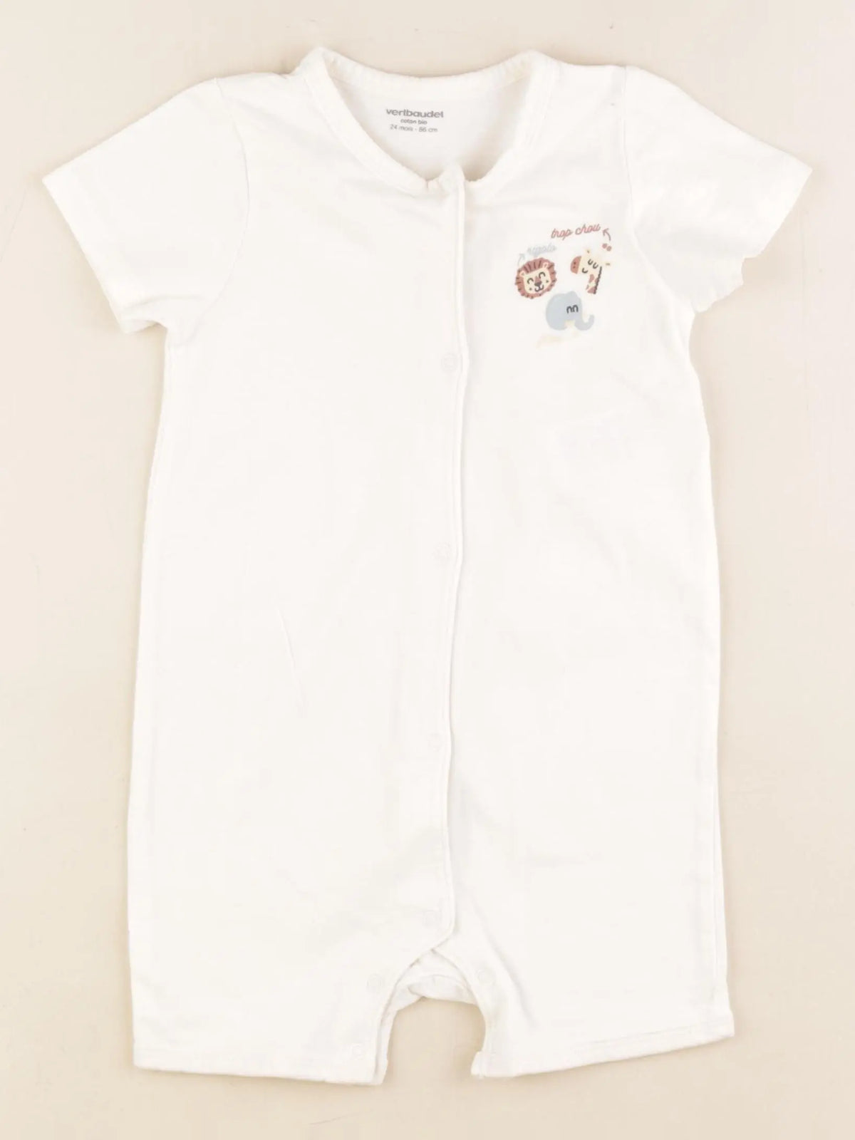 Vertbaudet - pyjama coton beige - 24 mois