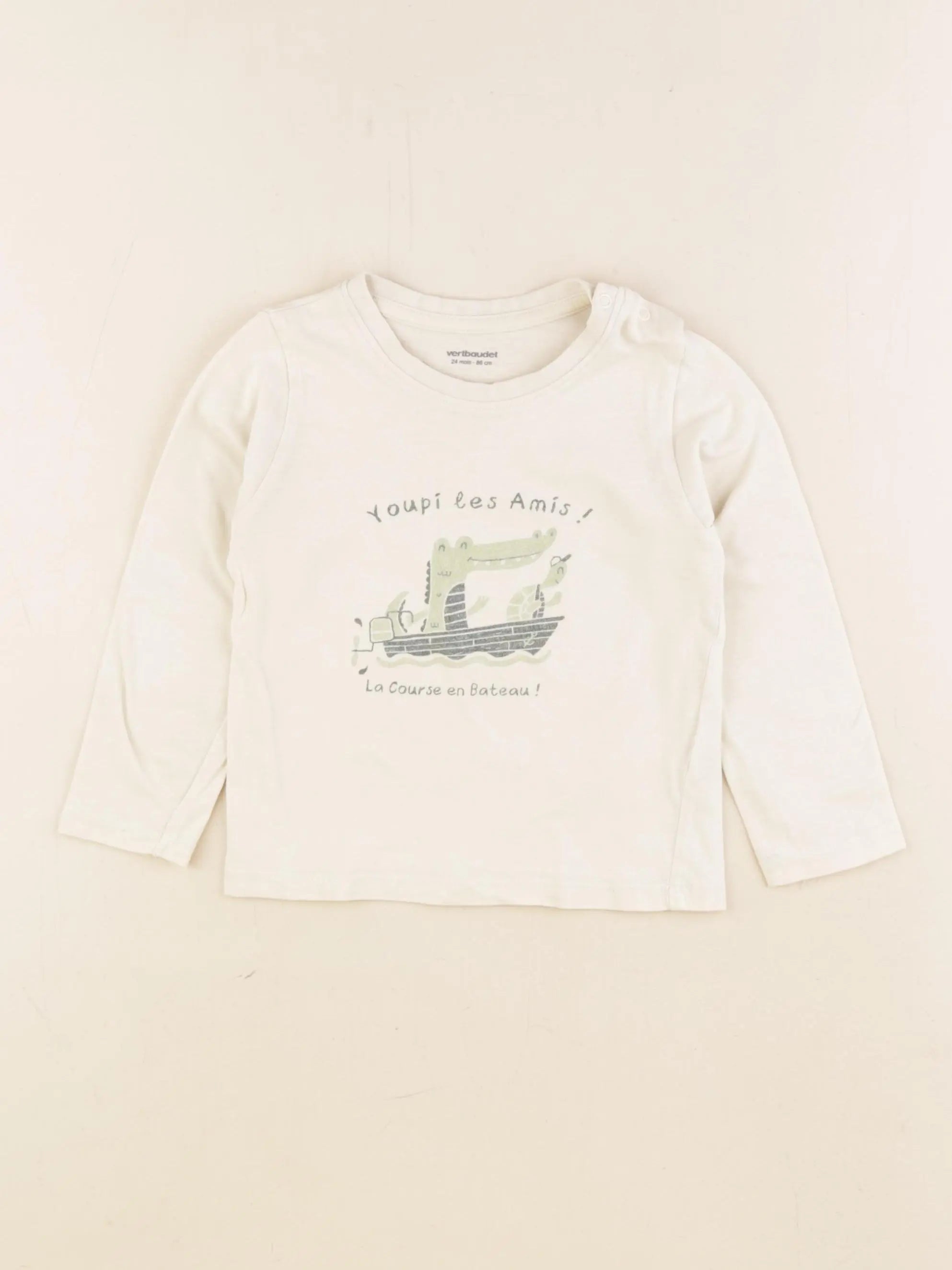 Vertbaudet - tee-shirt beige - 24 mois