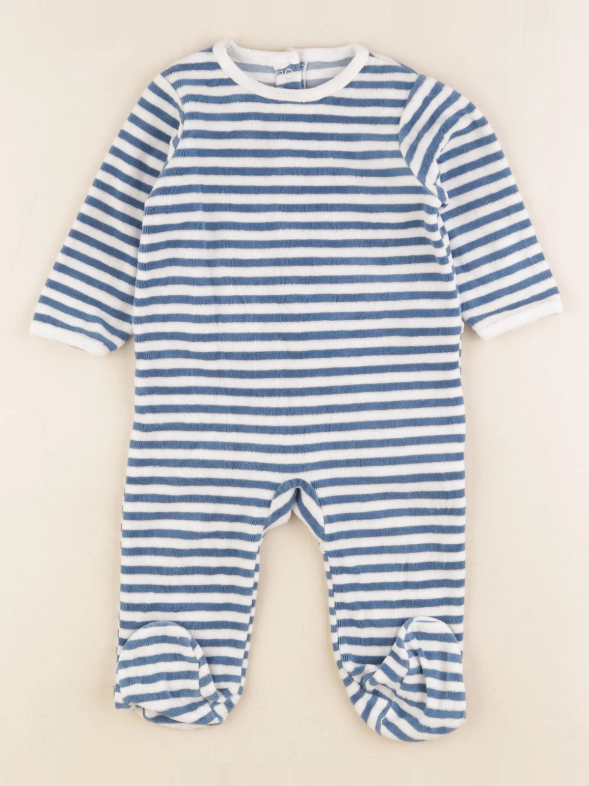 Vertbaudet - pyjama velours bleu - 9 mois