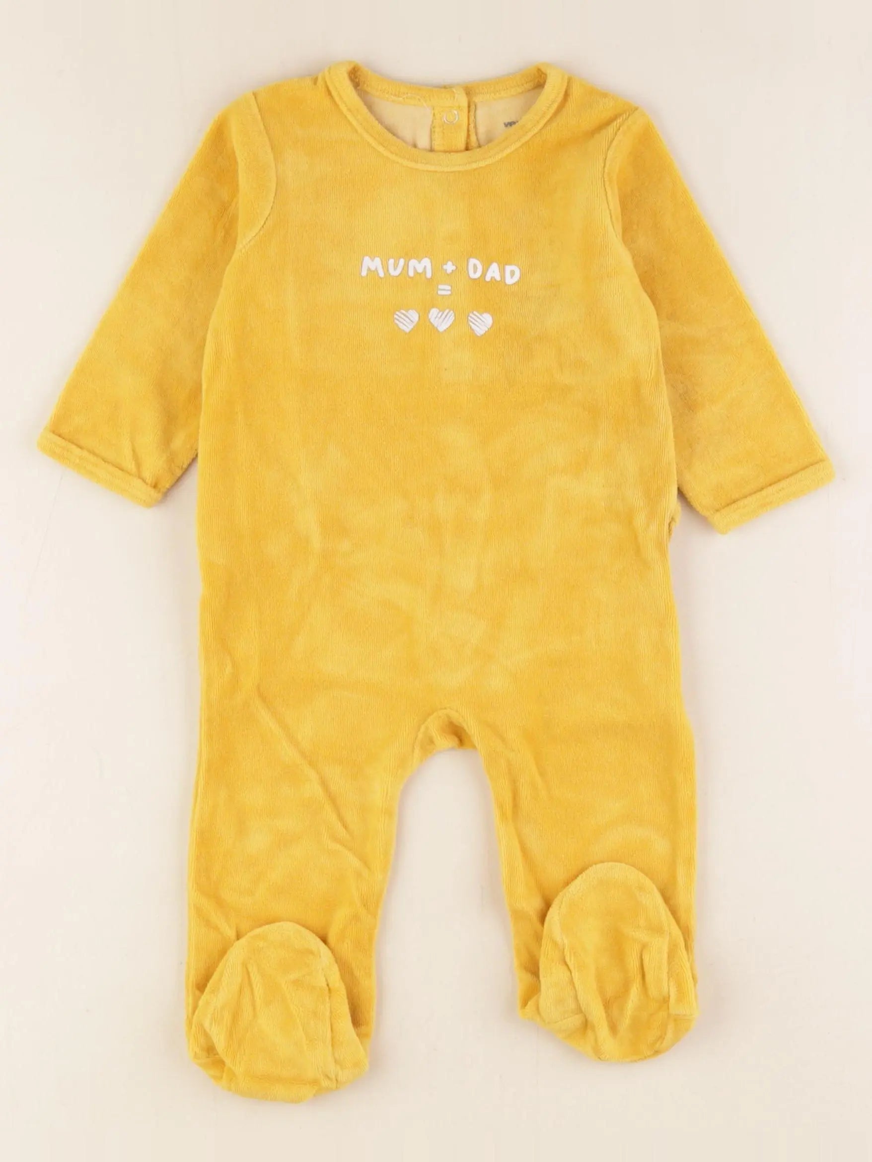 Vertbaudet - pyjama velours jaune - 9 mois