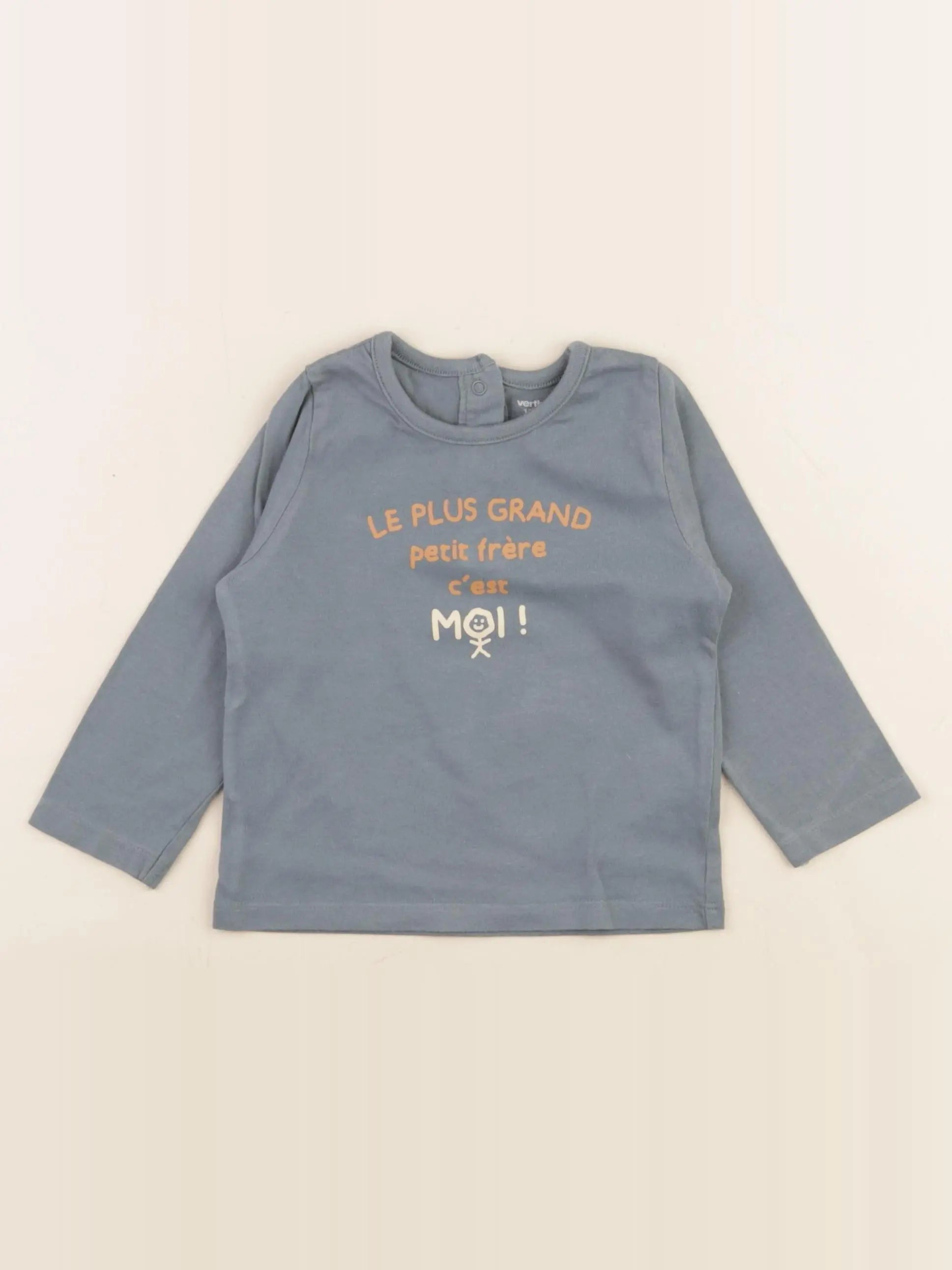 Vertbaudet - tee-shirt bleu - 12 mois