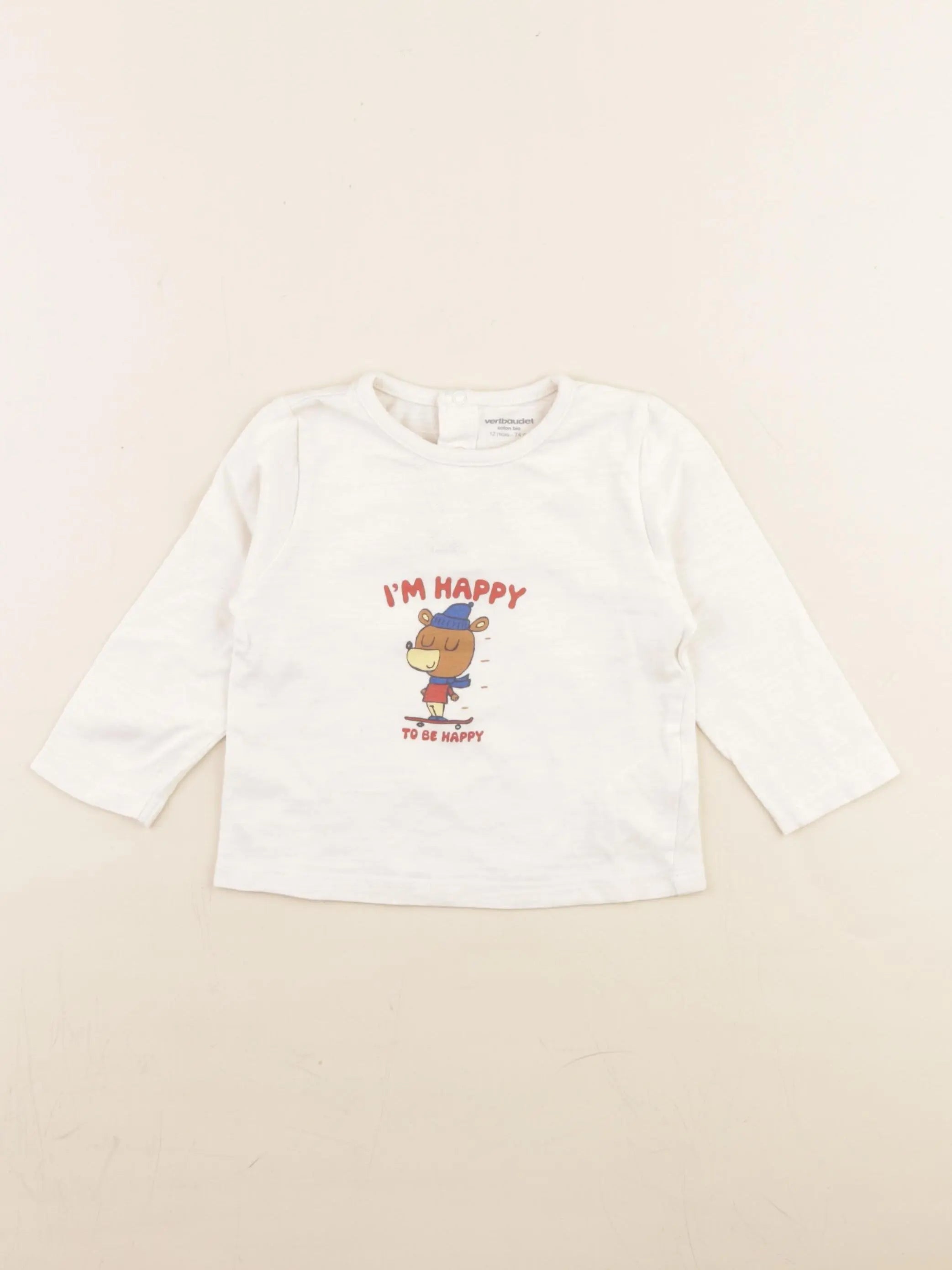 Vertbaudet - tee-shirt blanc - 12 mois