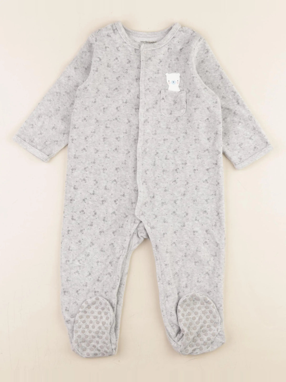 Vertbaudet - pyjama velours gris - 18 mois
