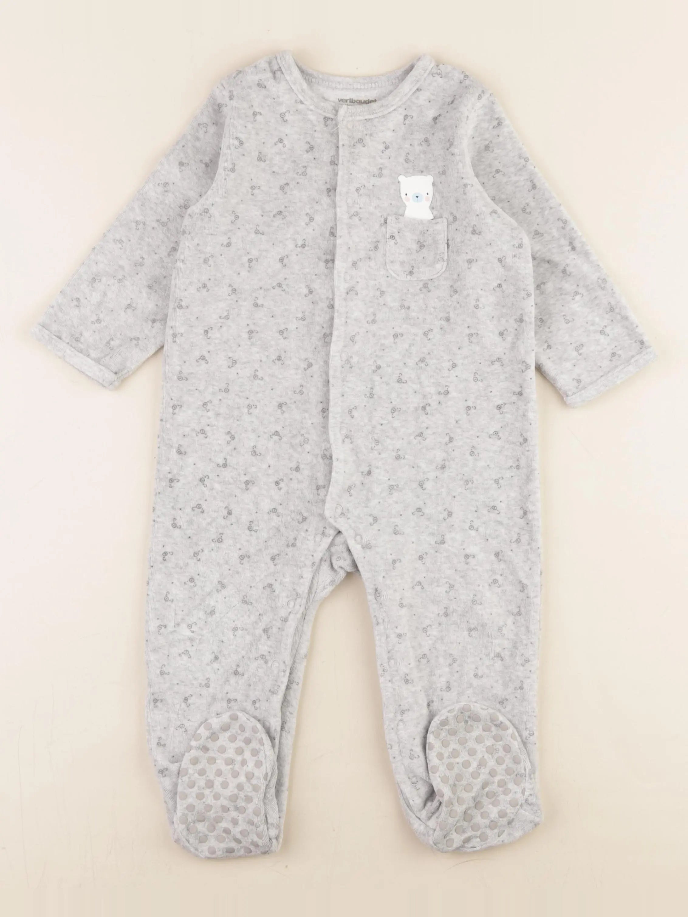 Vertbaudet - pyjama velours gris - 18 mois