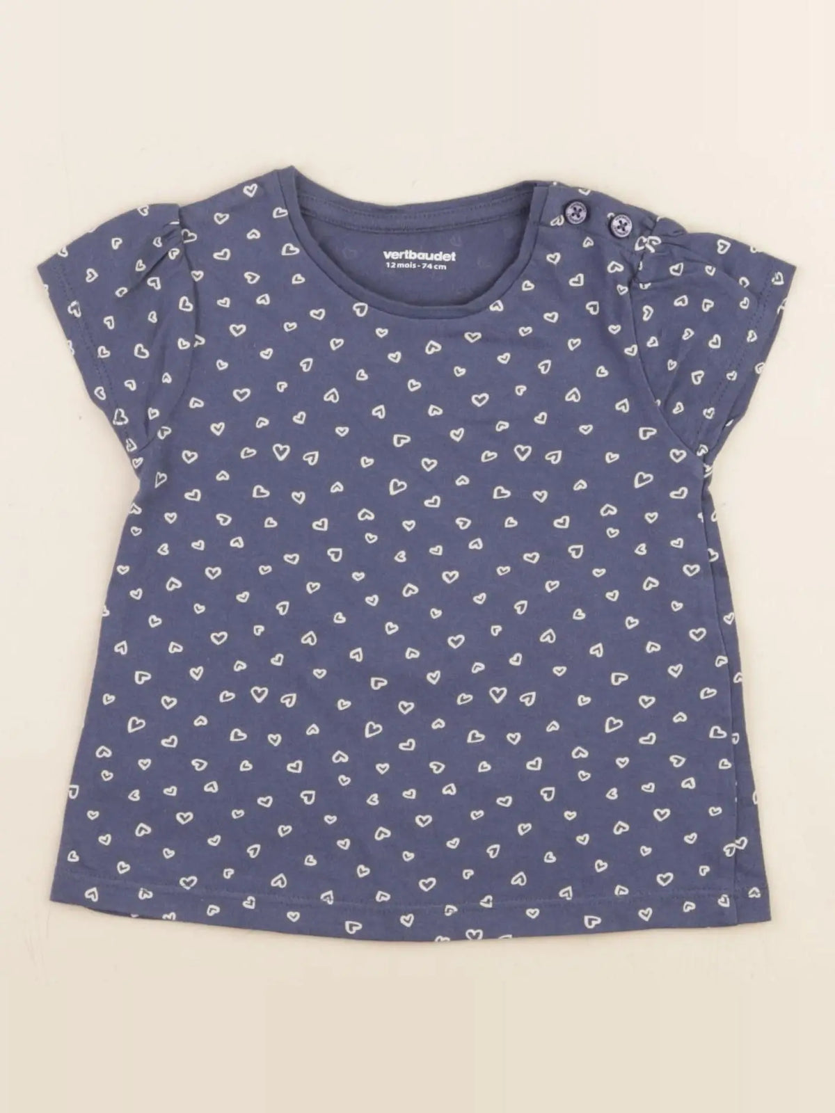 Vertbaudet - tee-shirt bleu - 12 mois