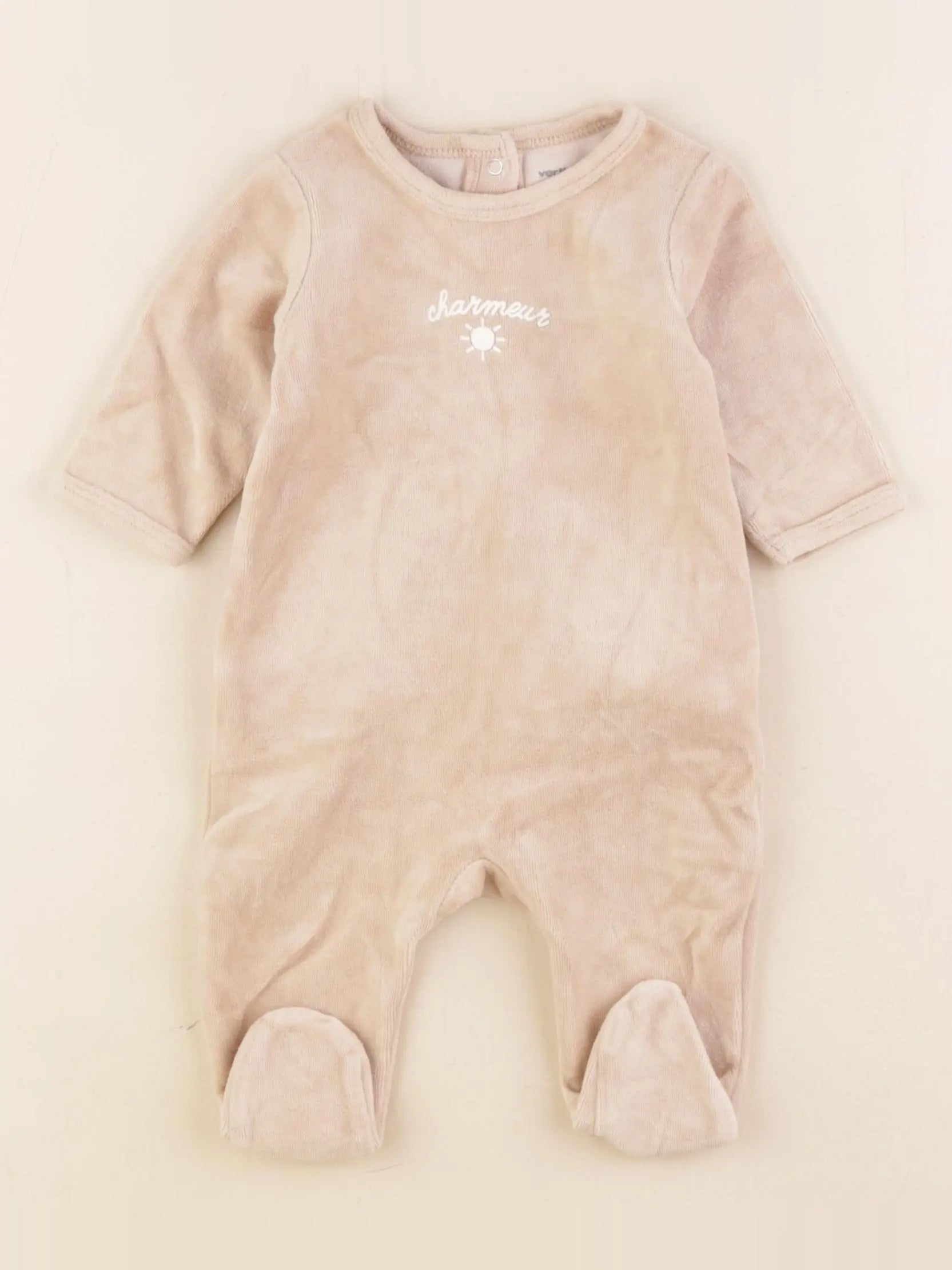 Vertbaudet - pyjama velours marron - 3 mois