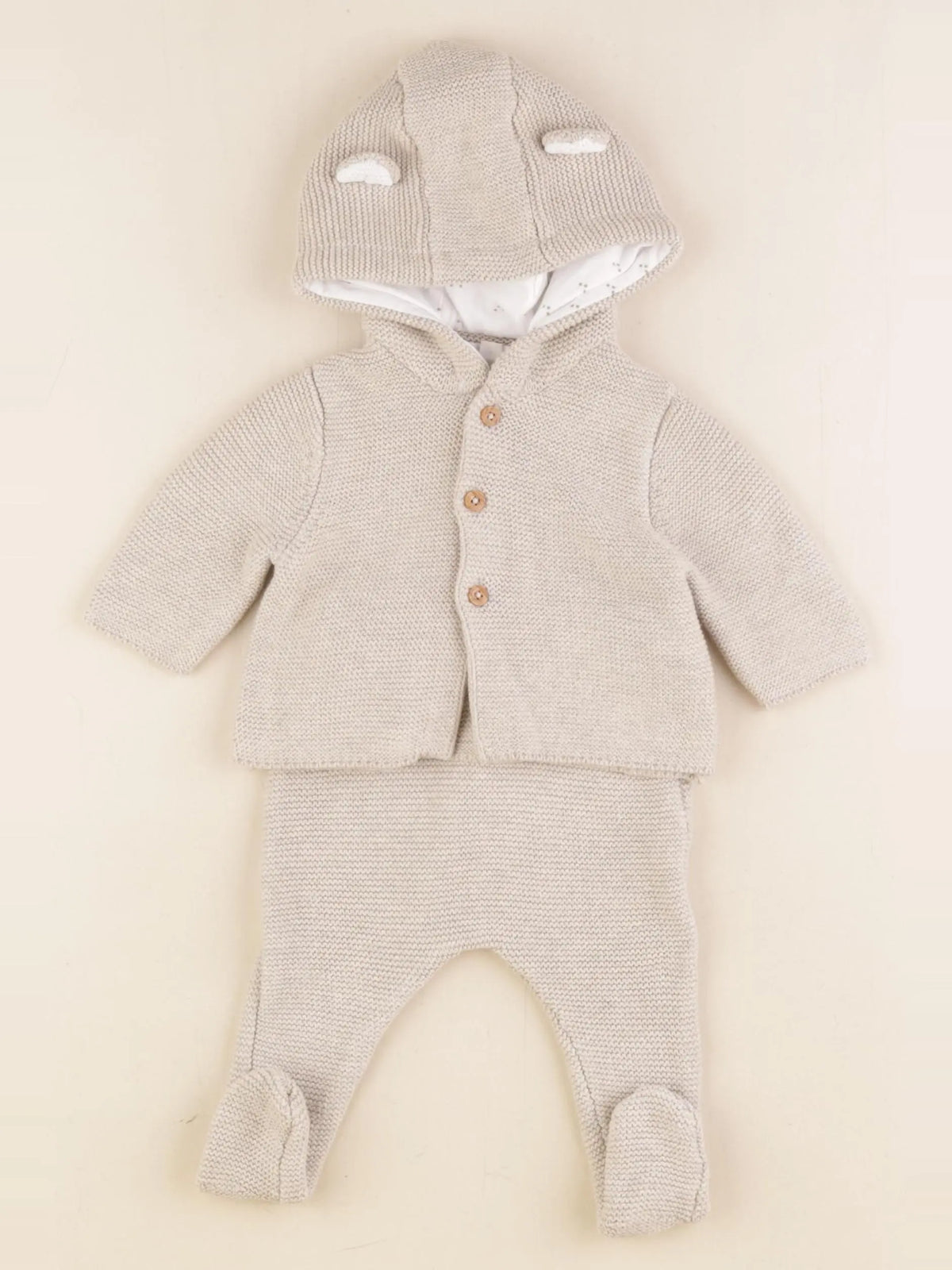 Vertbaudet - ensemble beige - 1 mois